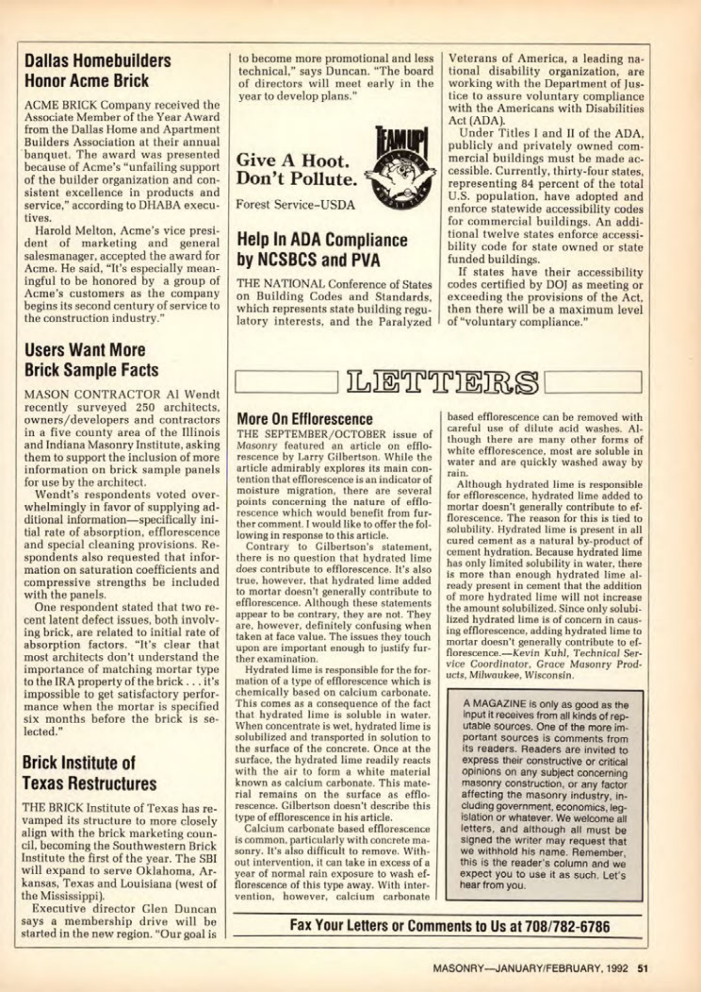 Masonry Magazine February 1992 Page. 51