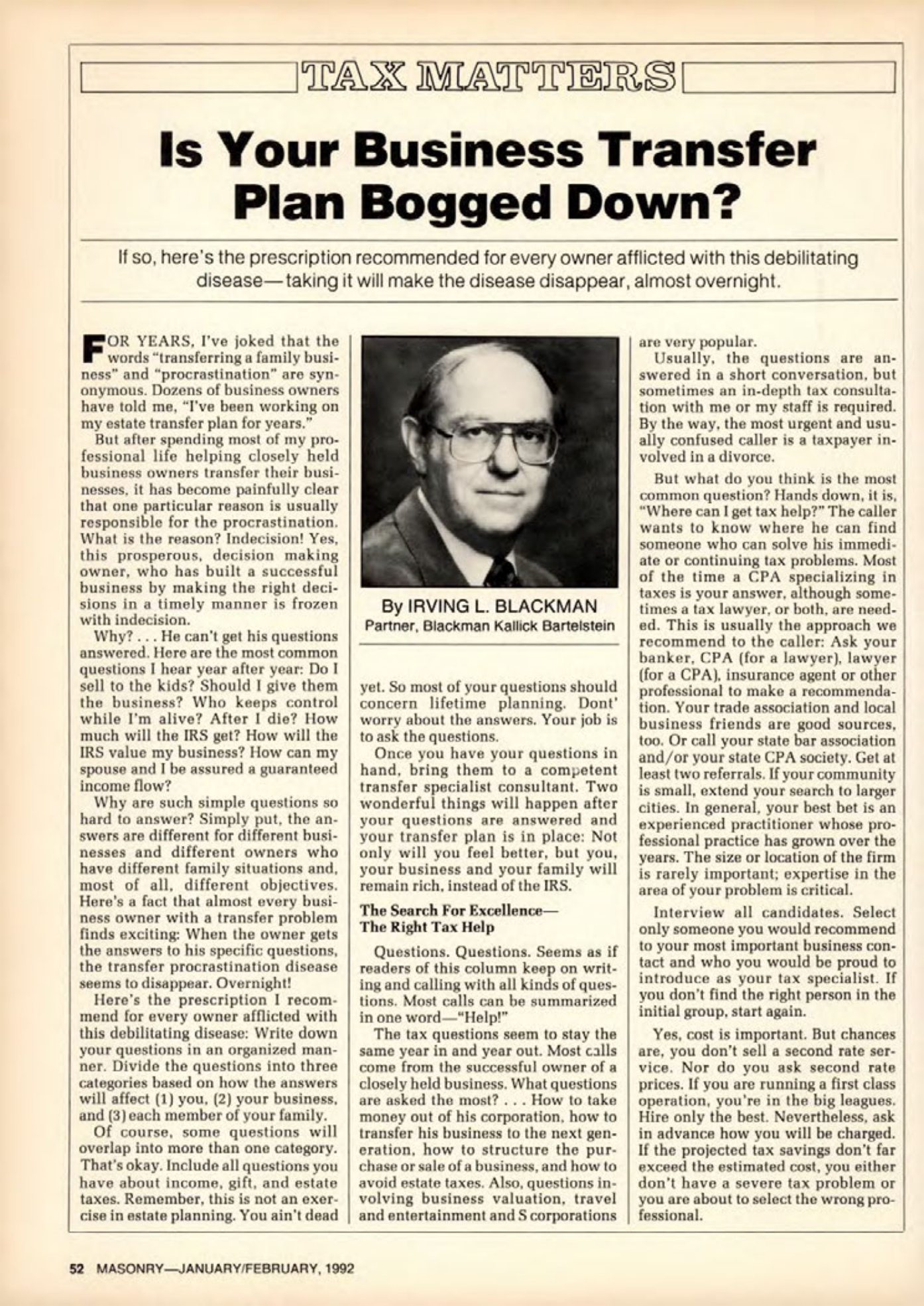 Masonry Magazine February 1992 Page. 52