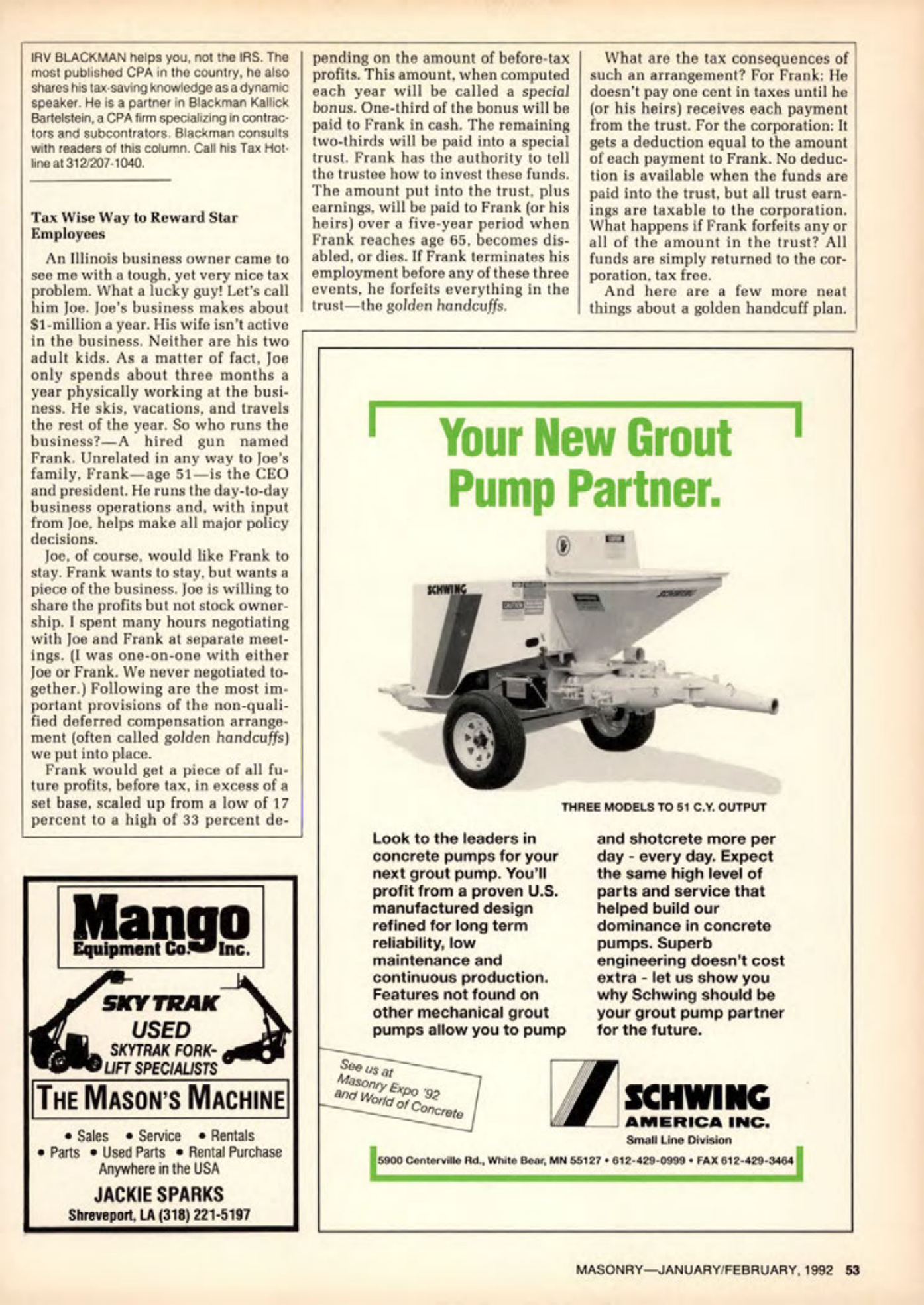 Masonry Magazine February 1992 Page. 53