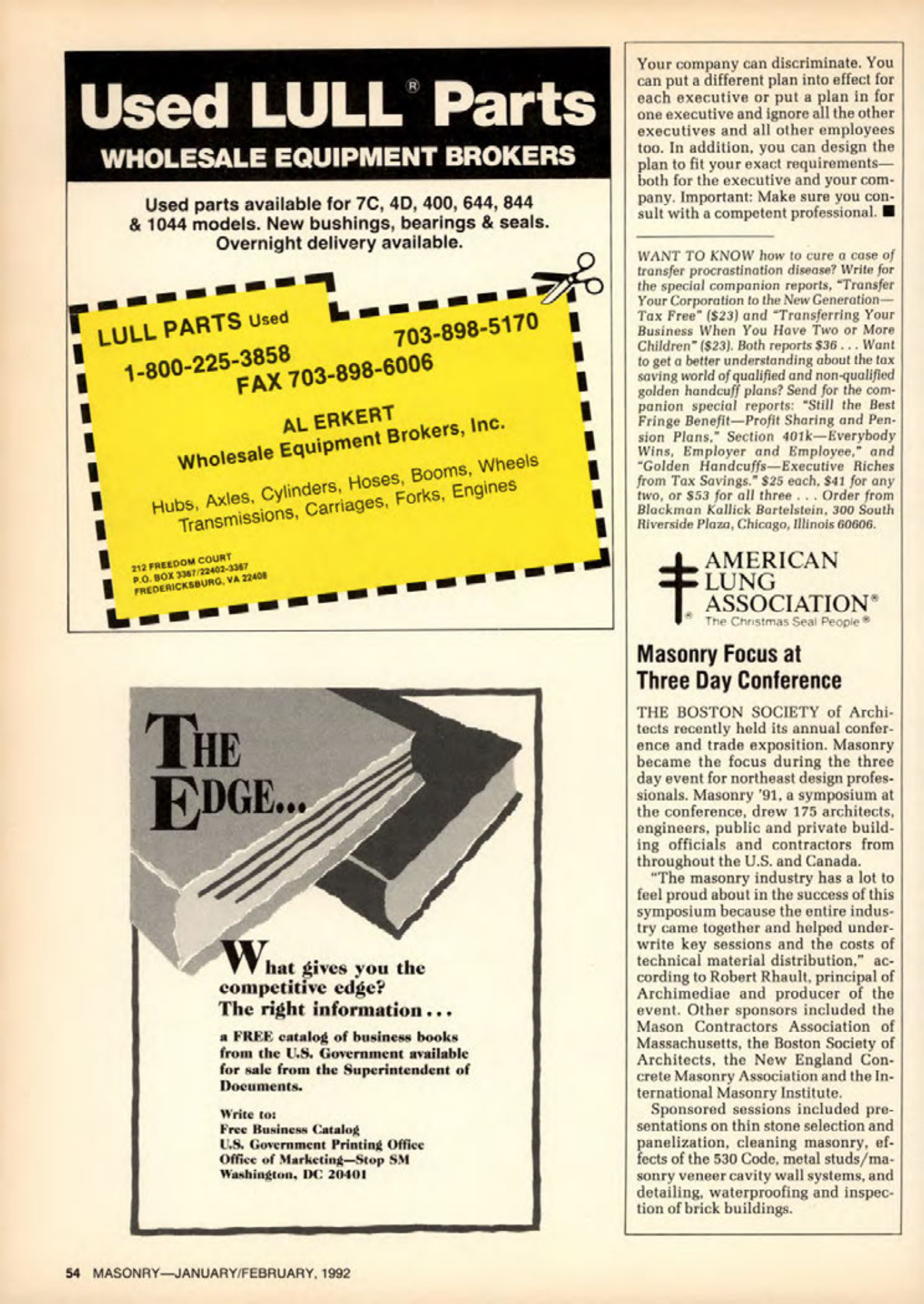 Masonry Magazine February 1992 Page. 54