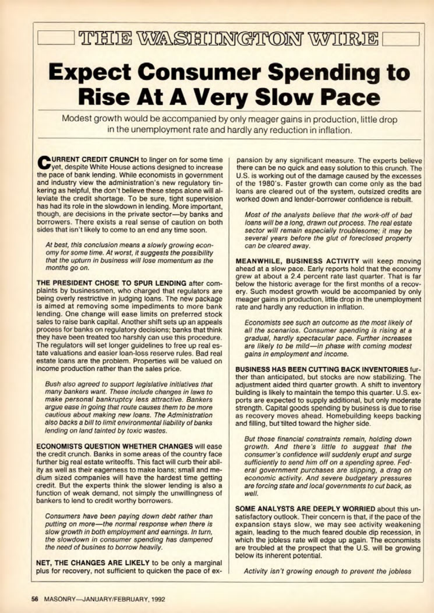 Masonry Magazine February 1992 Page. 56
