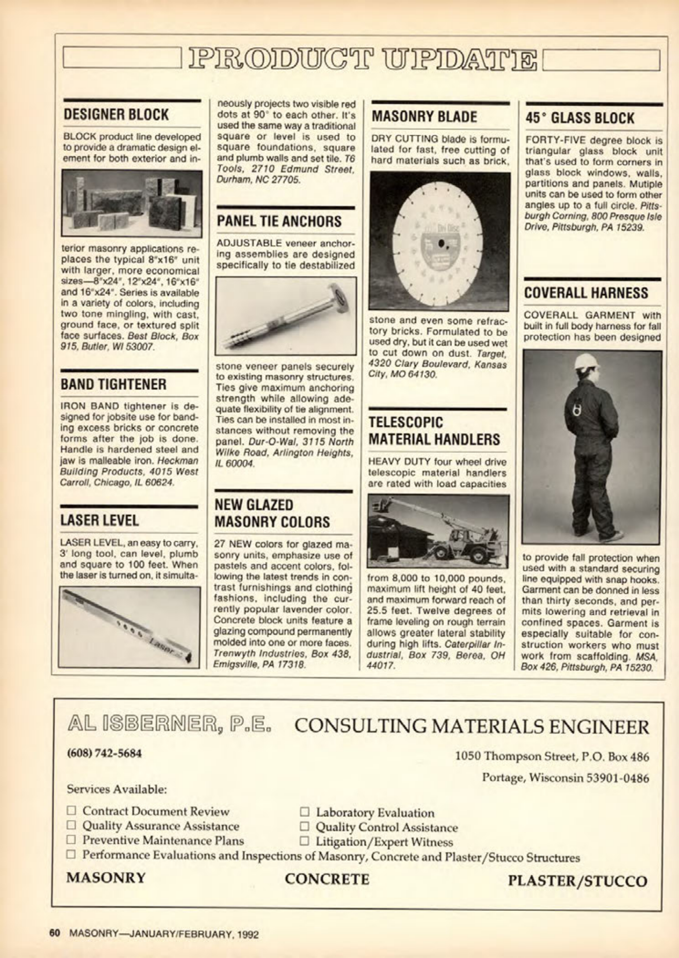 Masonry Magazine February 1992 Page. 60