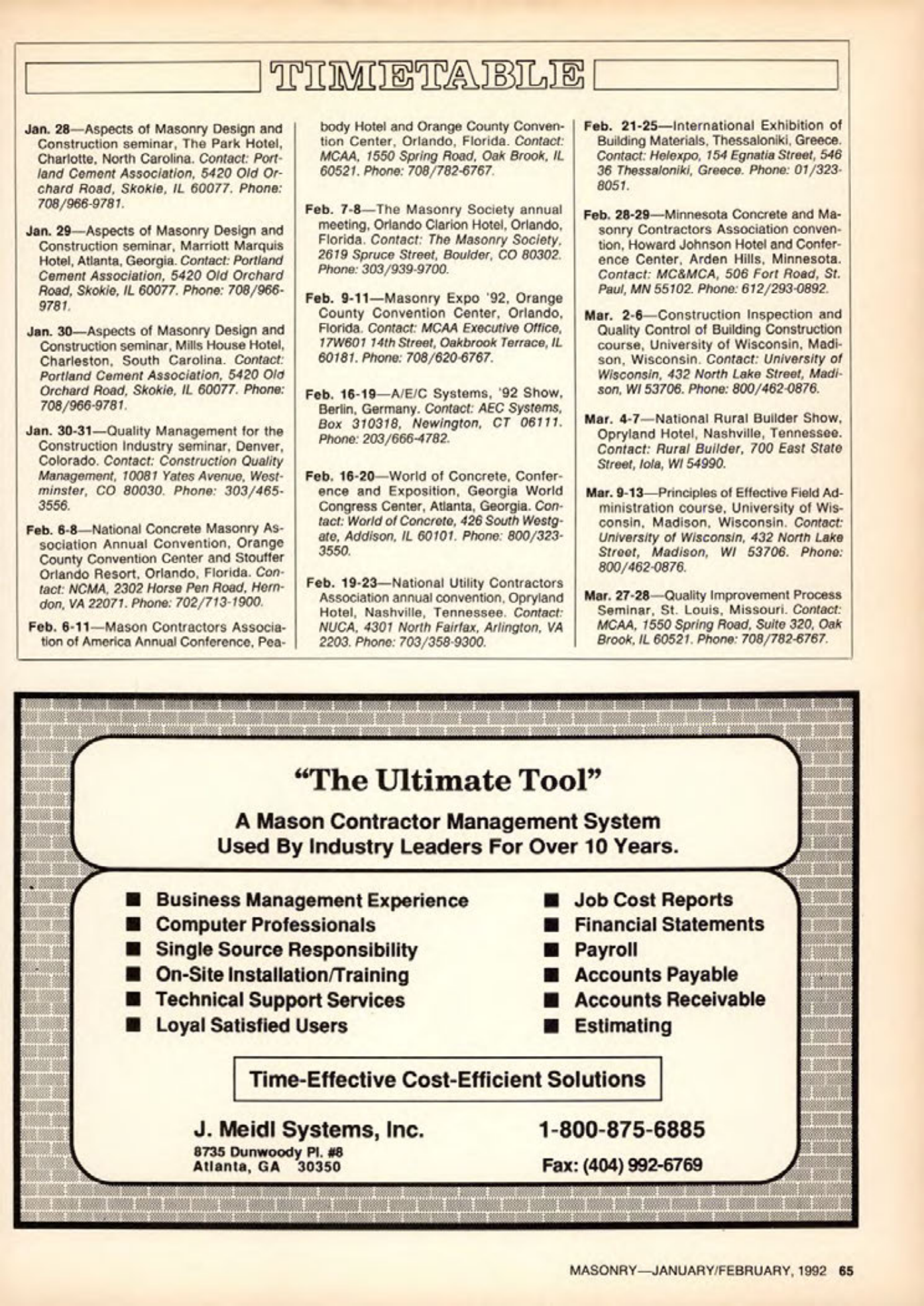Masonry Magazine February 1992 Page. 65