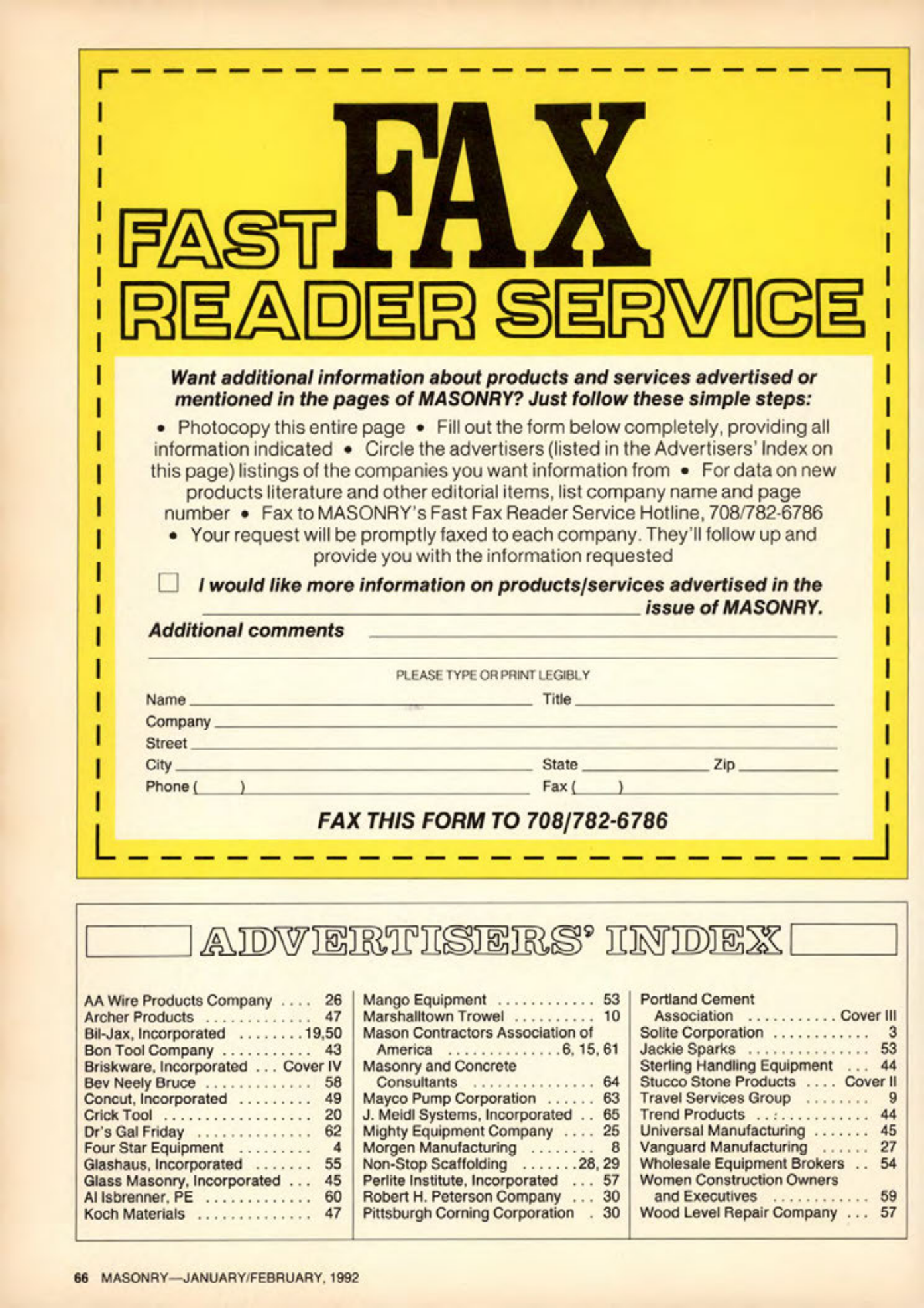 Masonry Magazine February 1992 Page. 66