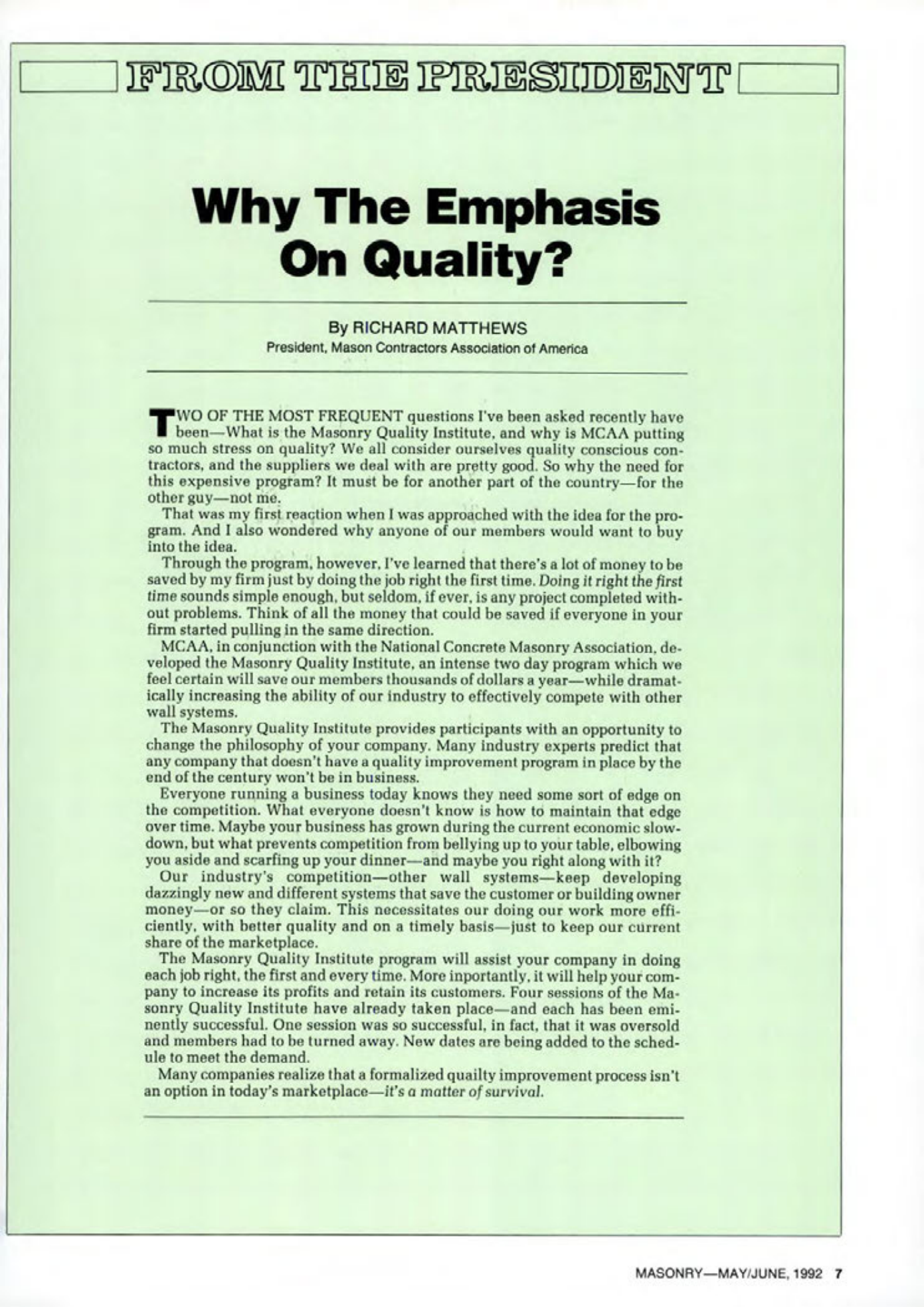Masonry Magazine June 1992 Page. 7