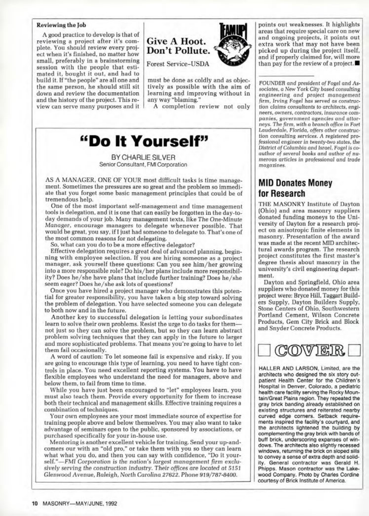 Masonry Magazine June 1992 Page. 10