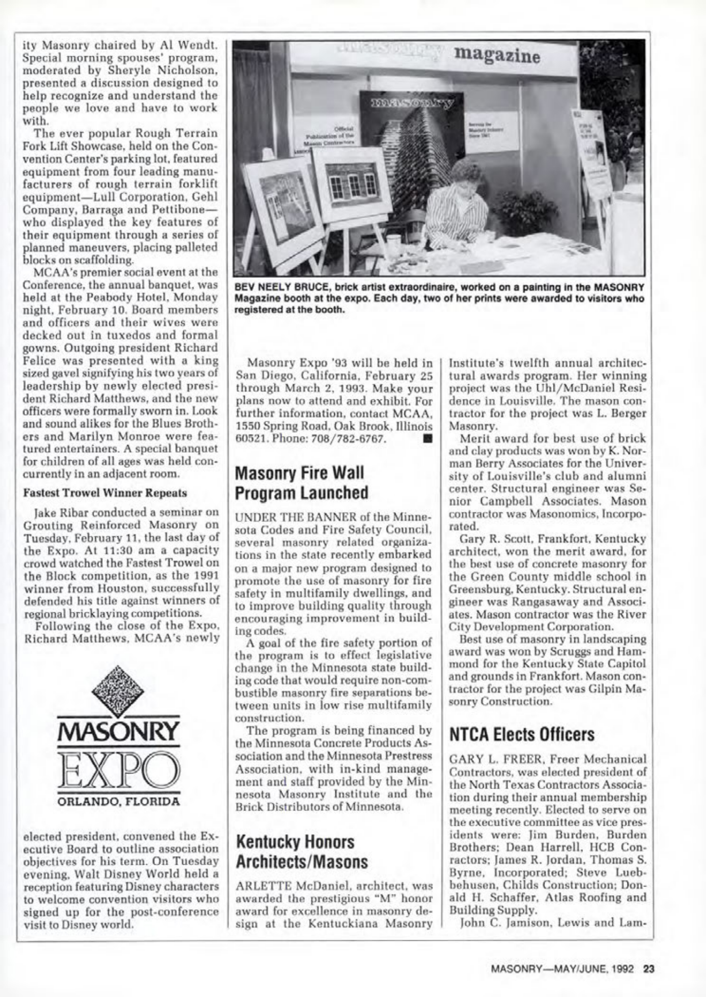 Masonry Magazine June 1992 Page. 23