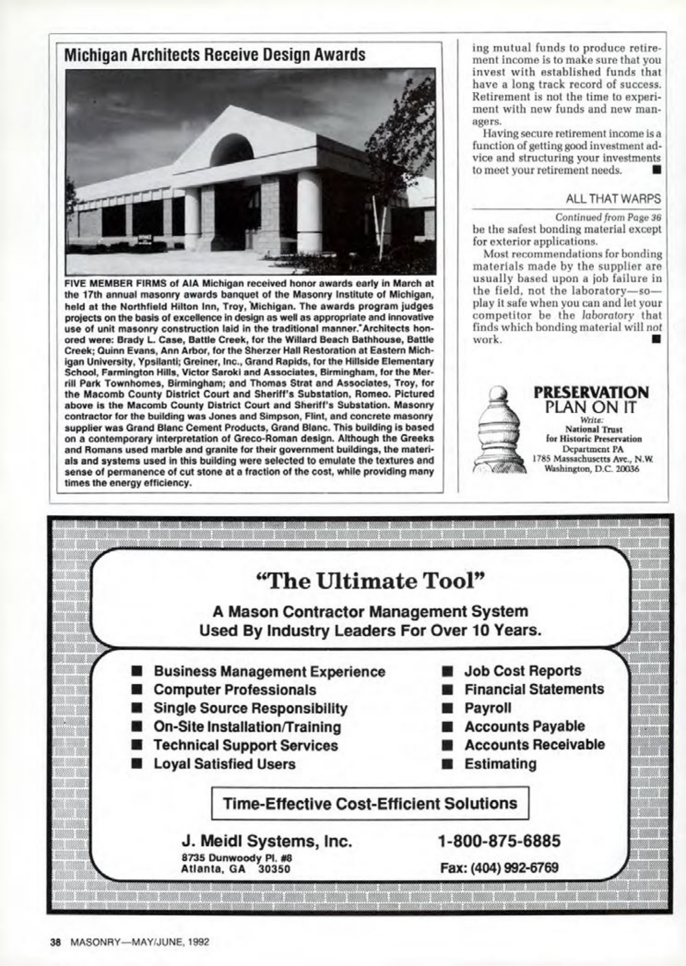 Masonry Magazine June 1992 Page. 38