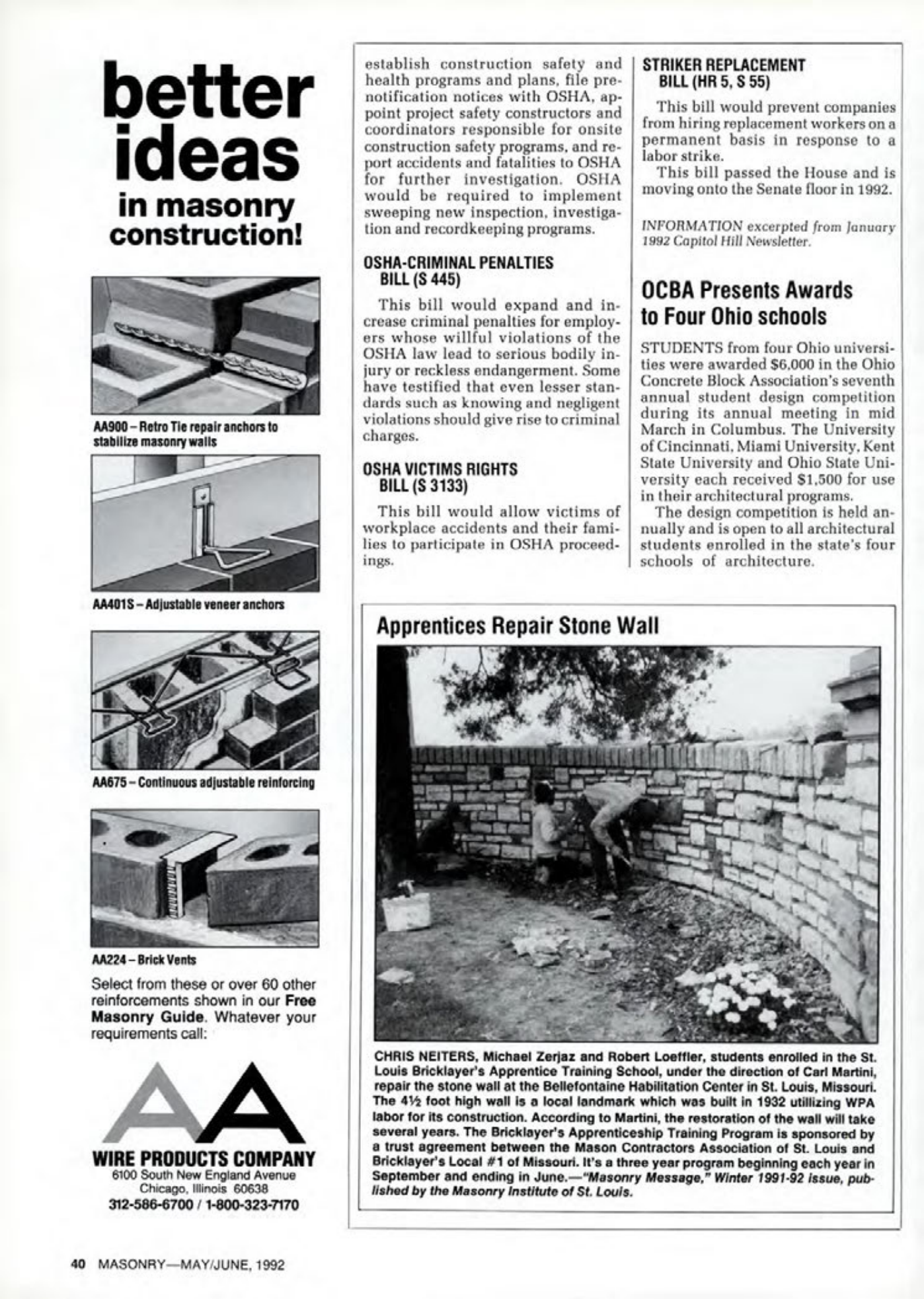 Masonry Magazine June 1992 Page. 40