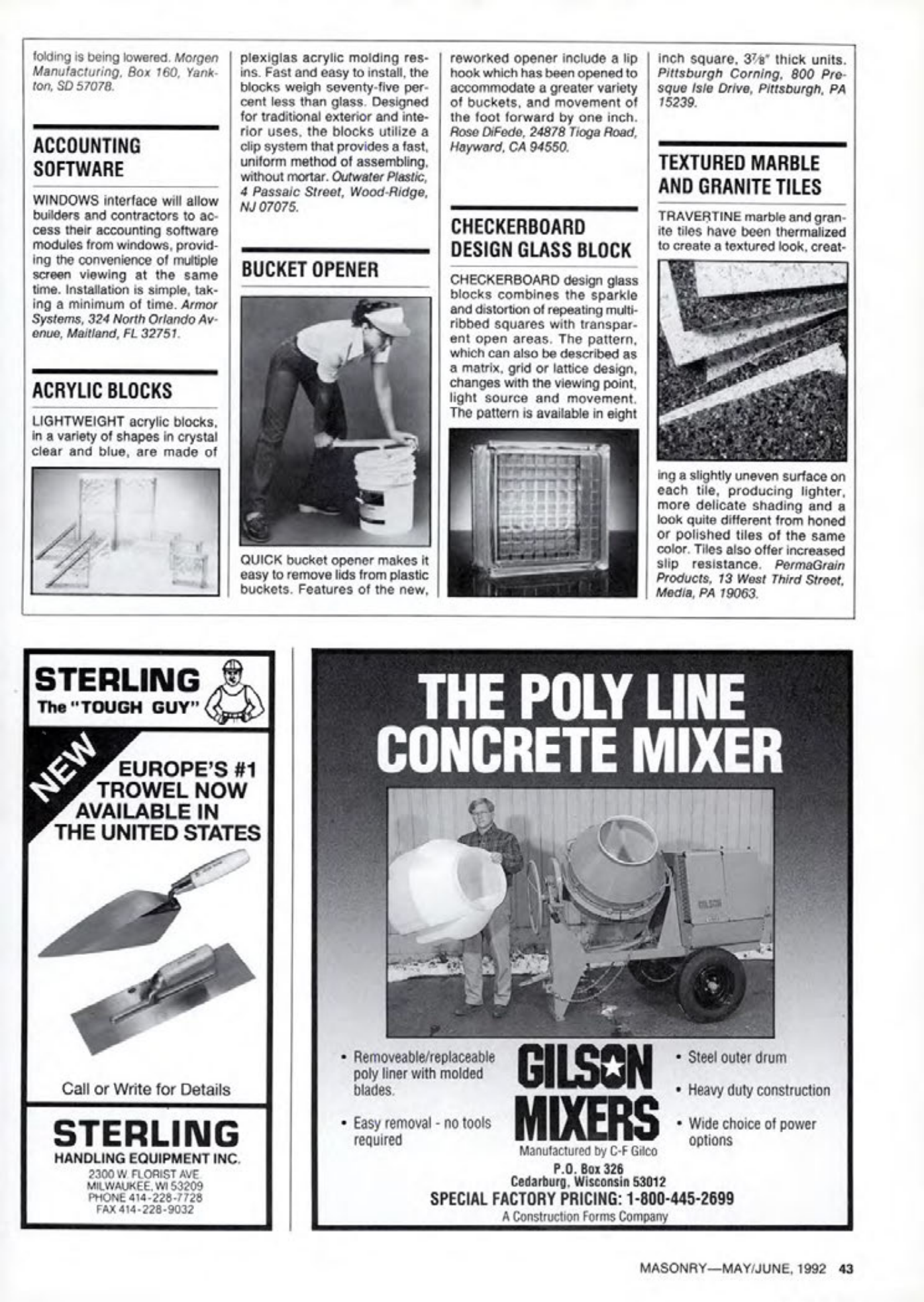 Masonry Magazine June 1992 Page. 43