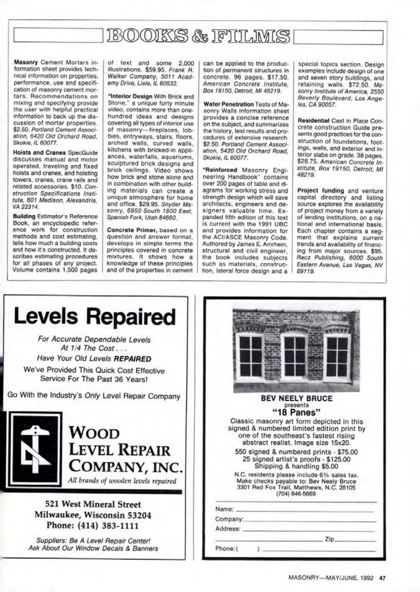 Masonry Magazine June 1992 Page. 47