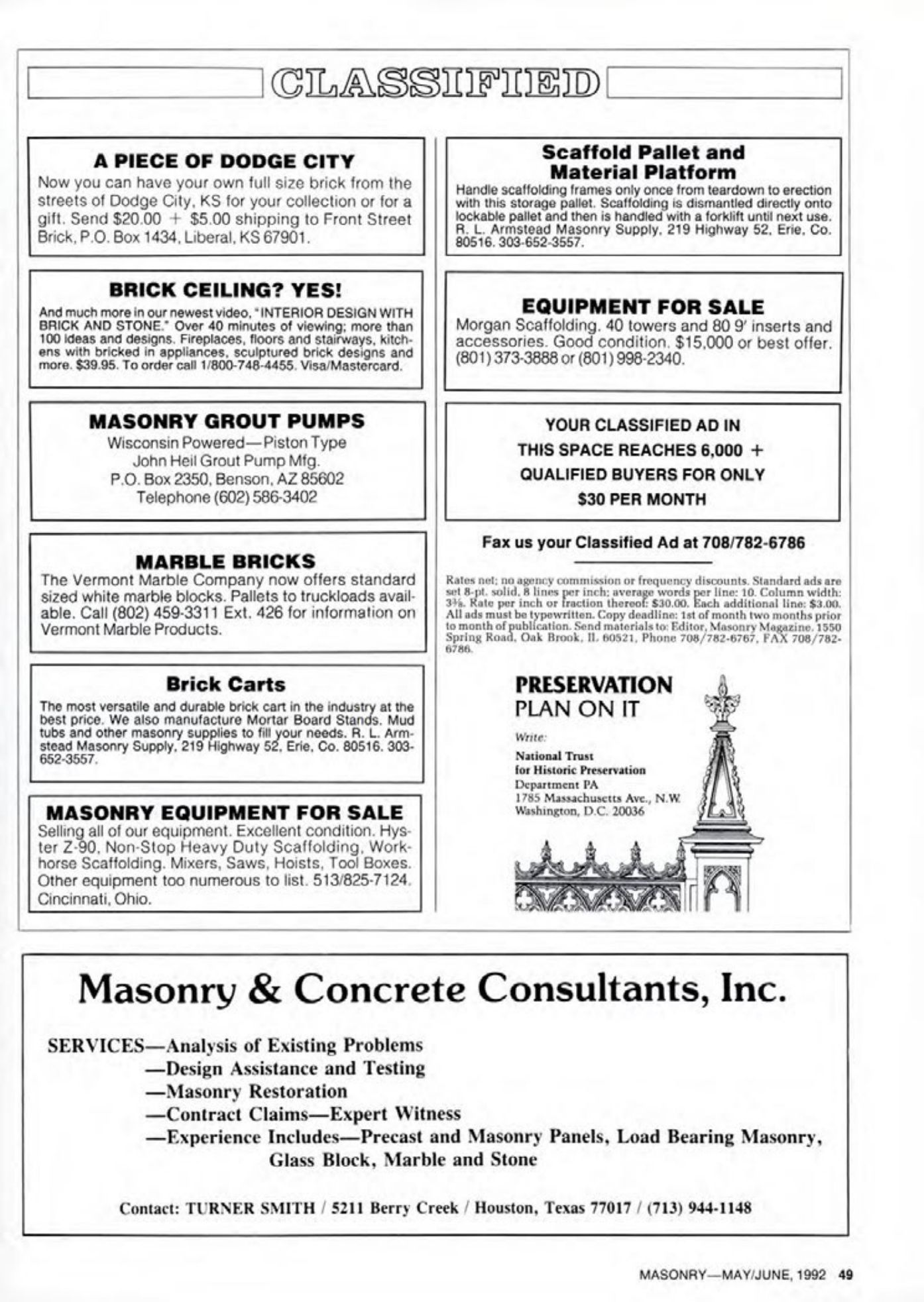 Masonry Magazine June 1992 Page. 49