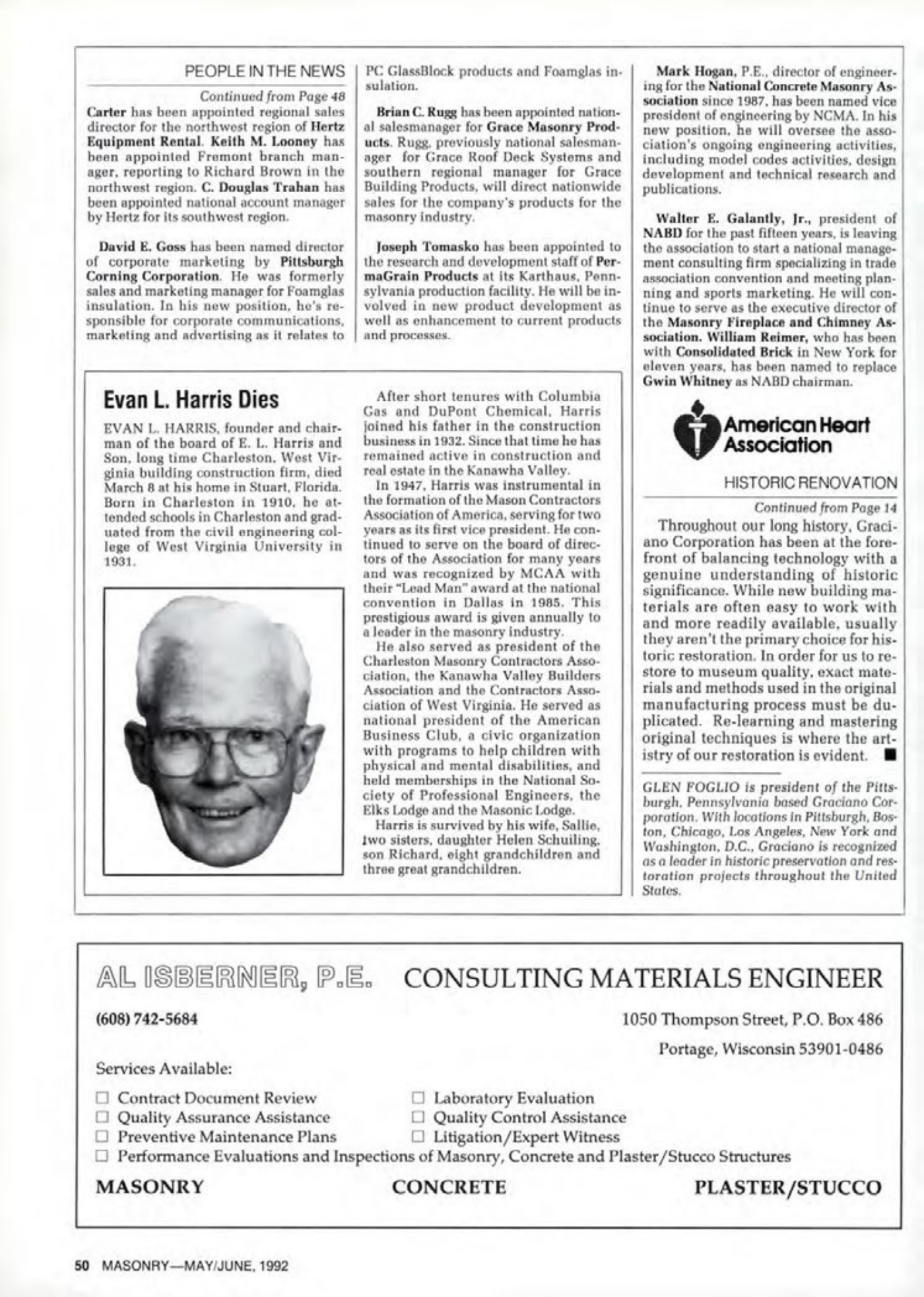 Masonry Magazine June 1992 Page. 50