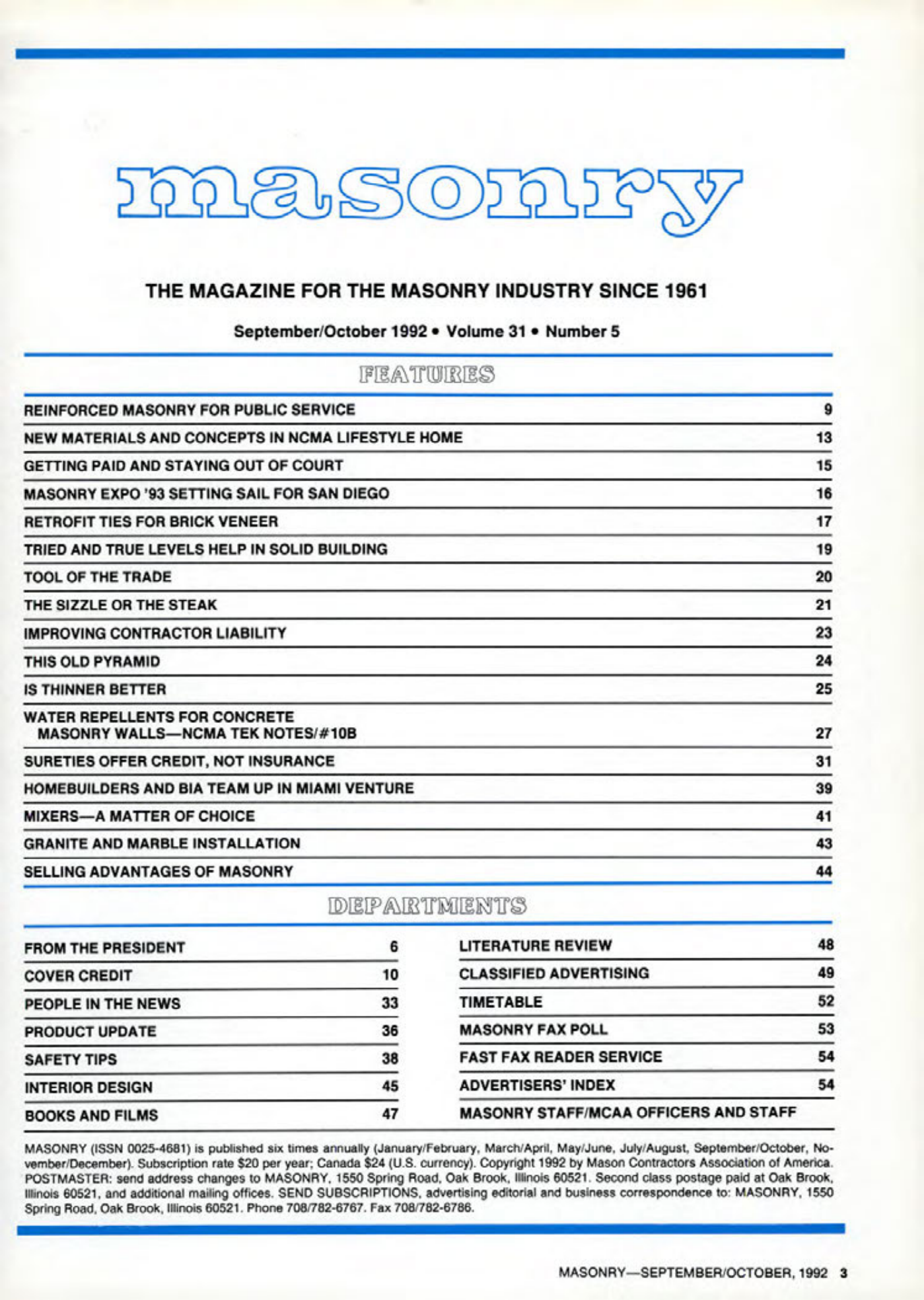 Masonry Magazine October 1992 Page. 3