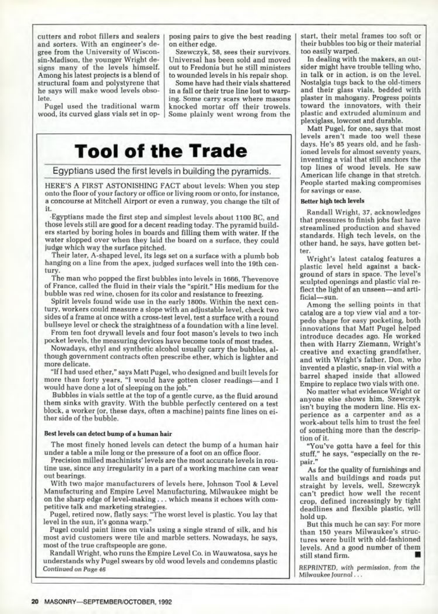 Masonry Magazine October 1992 Page. 20