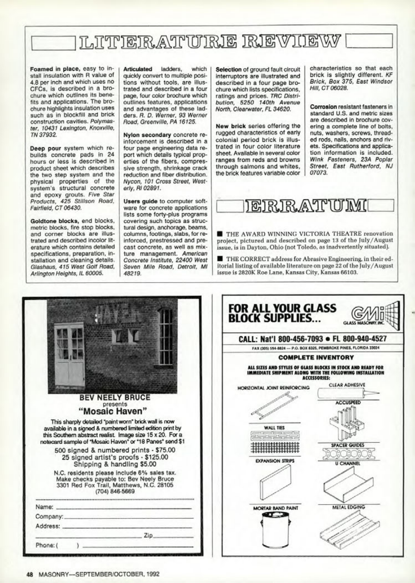 Masonry Magazine October 1992 Page. 48
