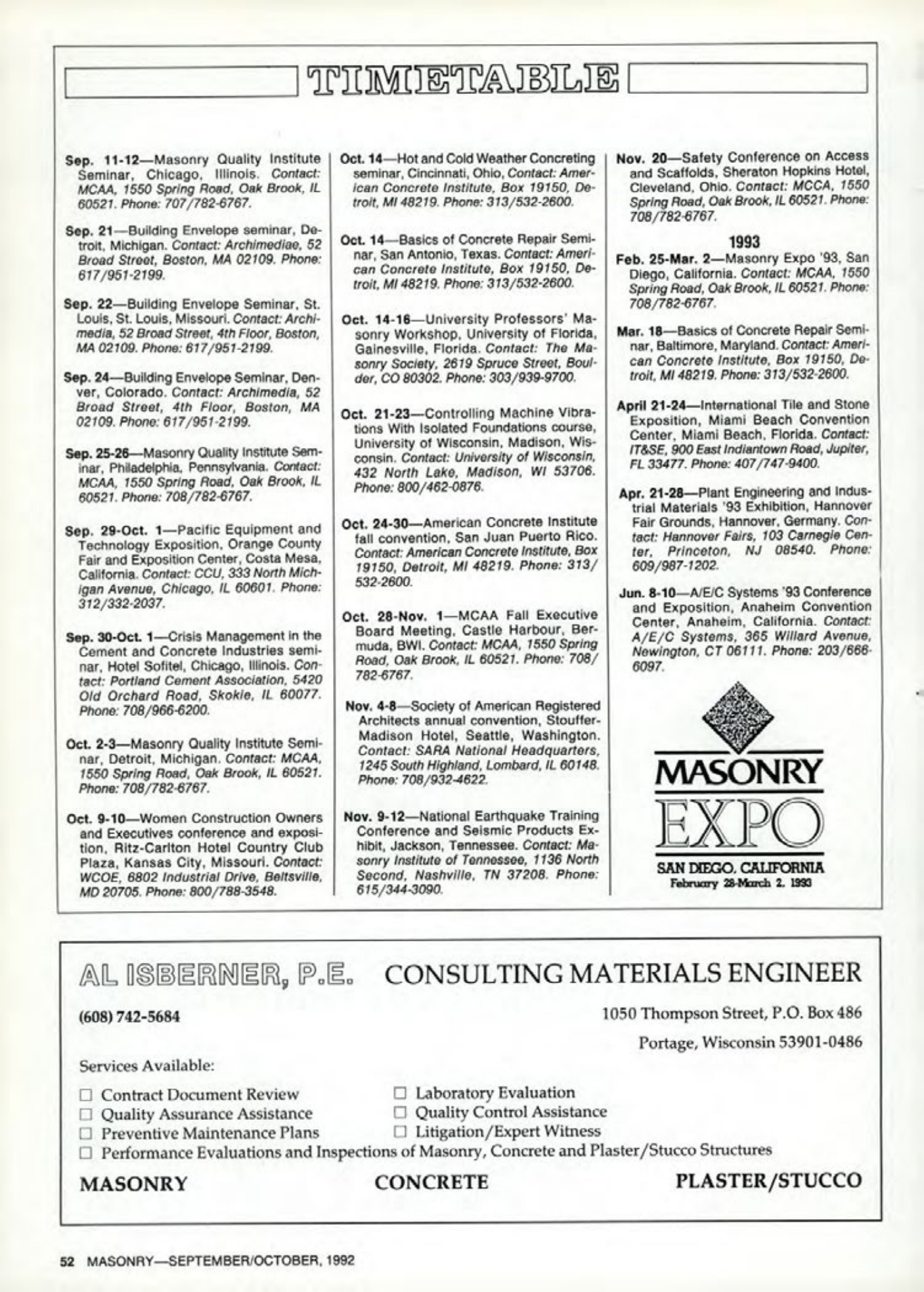 Masonry Magazine October 1992 Page. 52