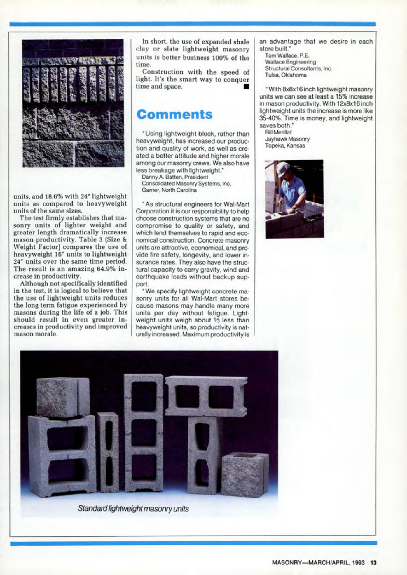Masonry Magazine April 1993 Page. 13