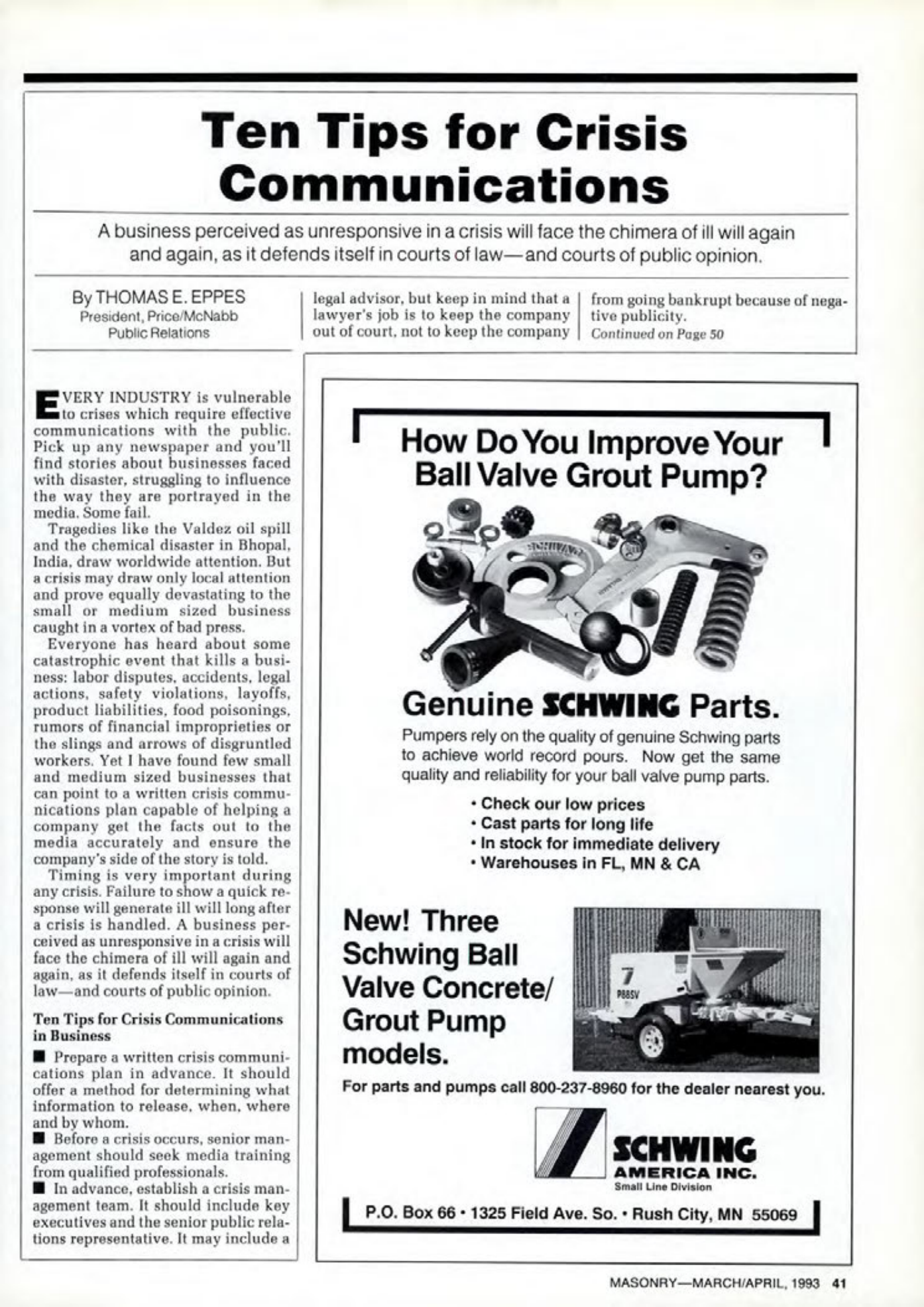 Masonry Magazine April 1993 Page. 41