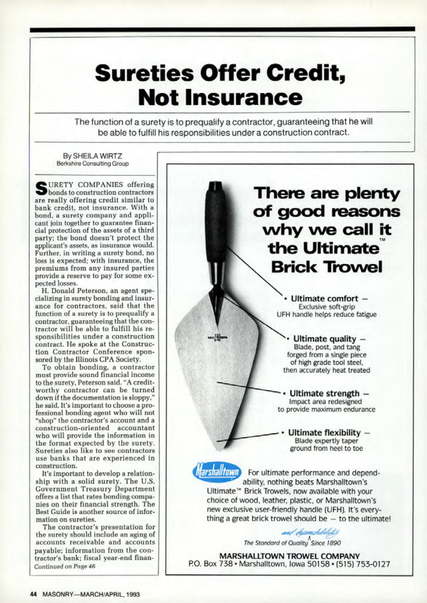Masonry Magazine April 1993 Page. 44