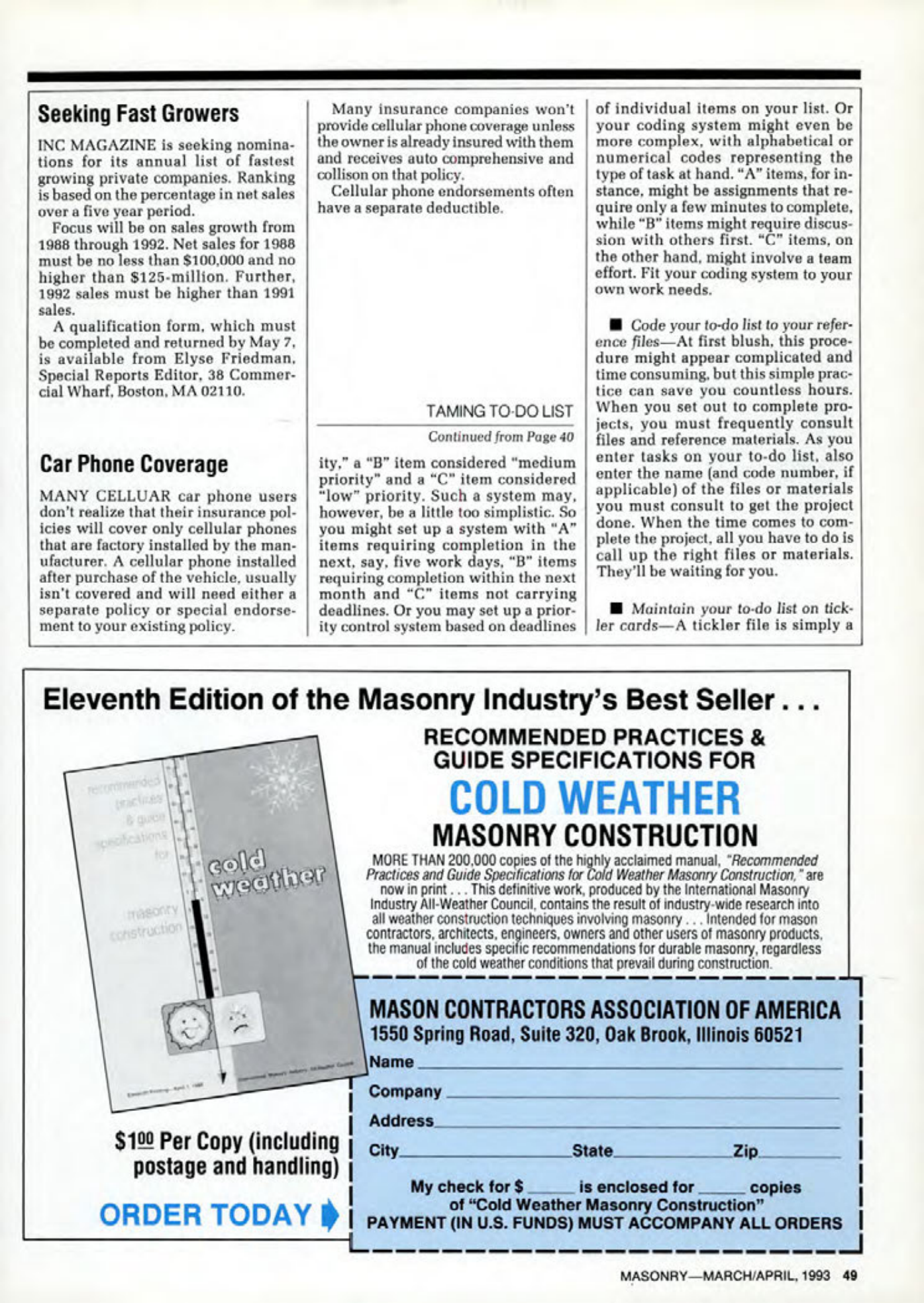 Masonry Magazine April 1993 Page. 49