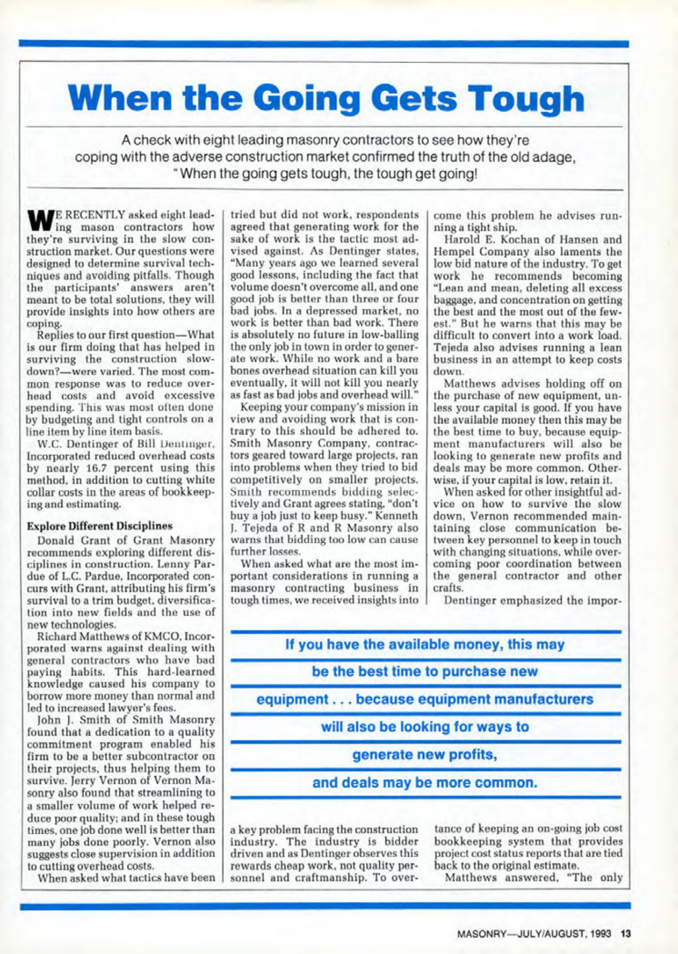 Masonry Magazine August 1993 Page. 13