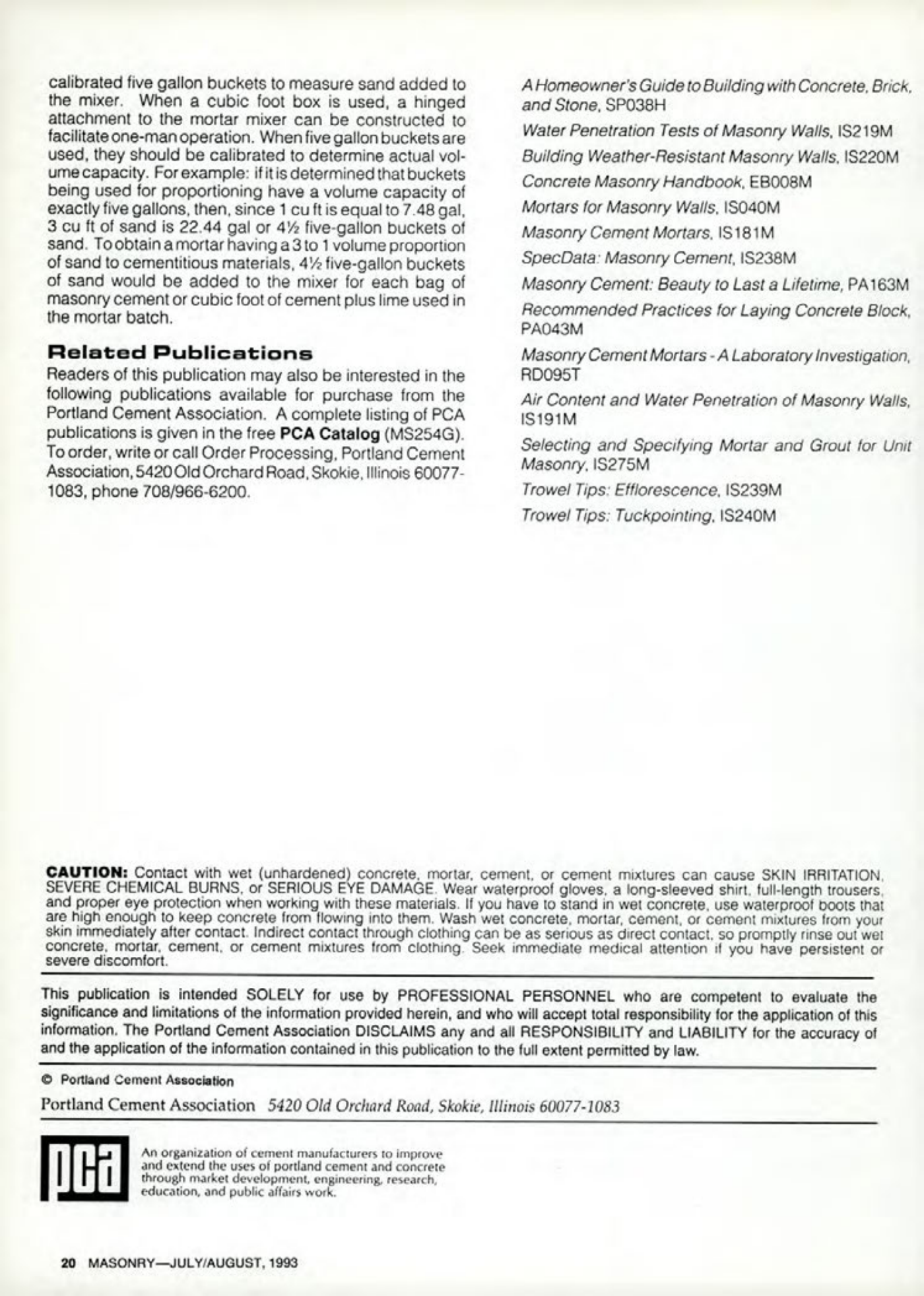 Masonry Magazine August 1993 Page. 20