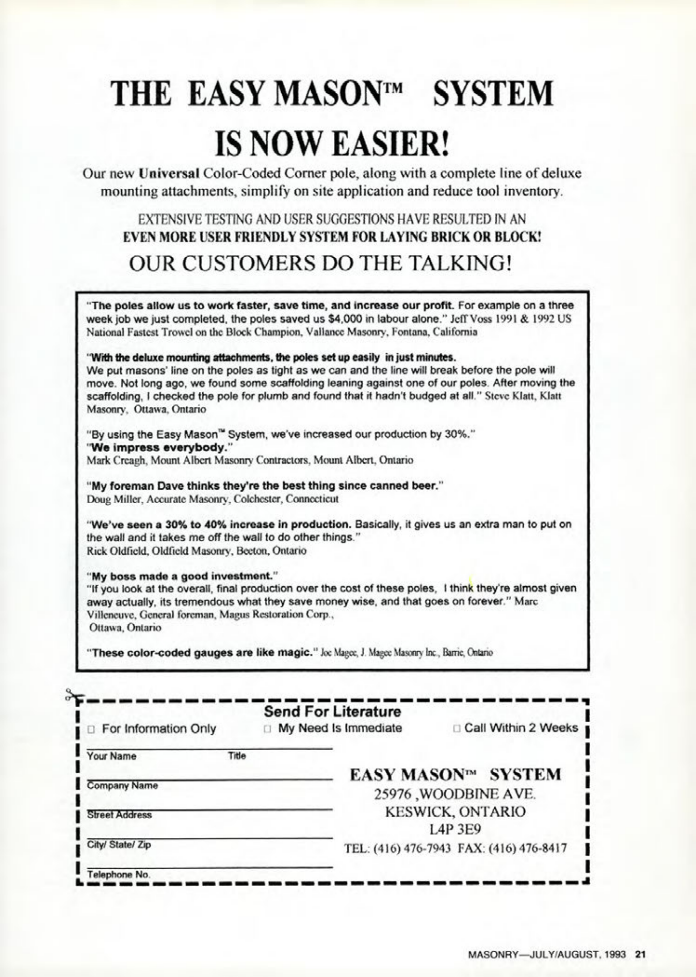 Masonry Magazine August 1993 Page. 21