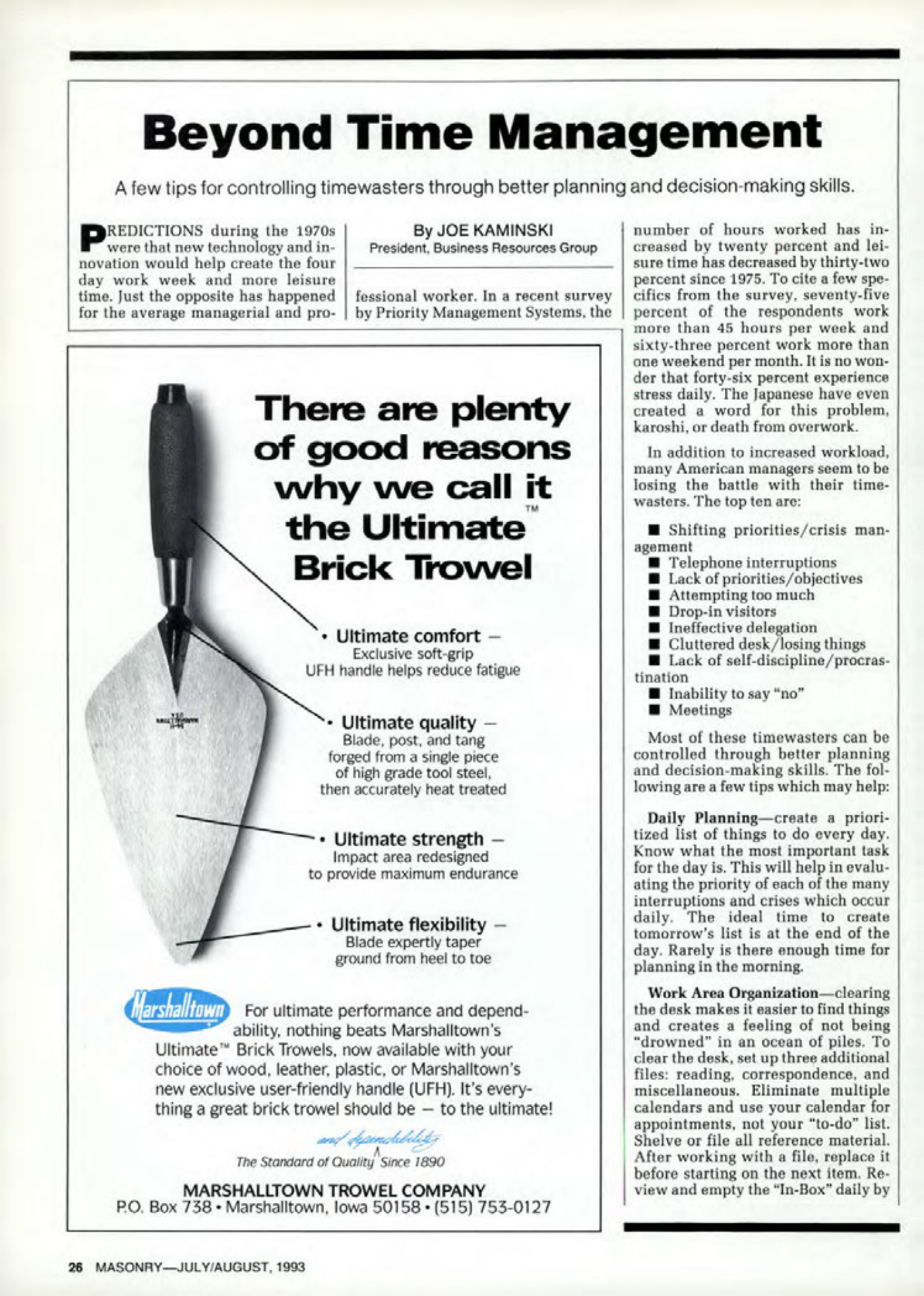 Masonry Magazine August 1993 Page. 26