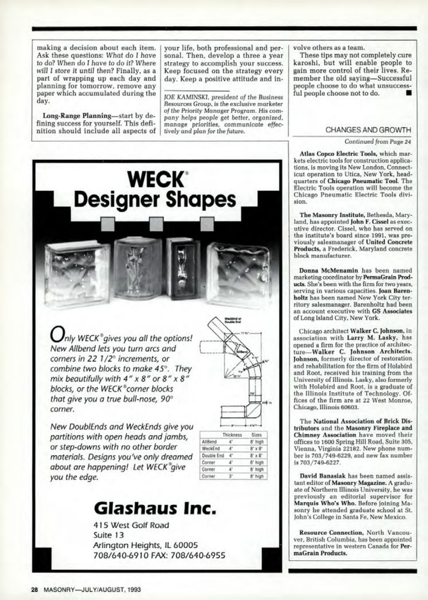 Masonry Magazine August 1993 Page. 28