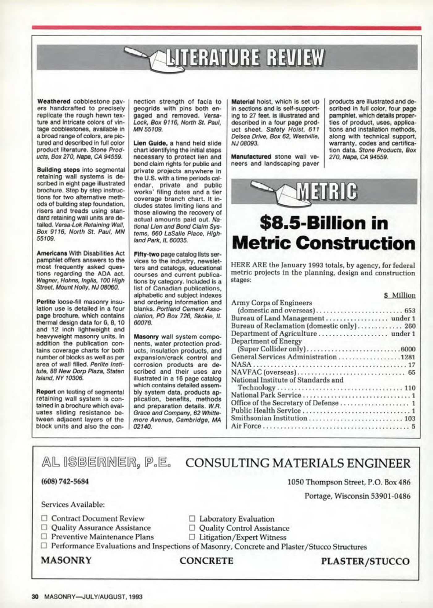 Masonry Magazine August 1993 Page. 30