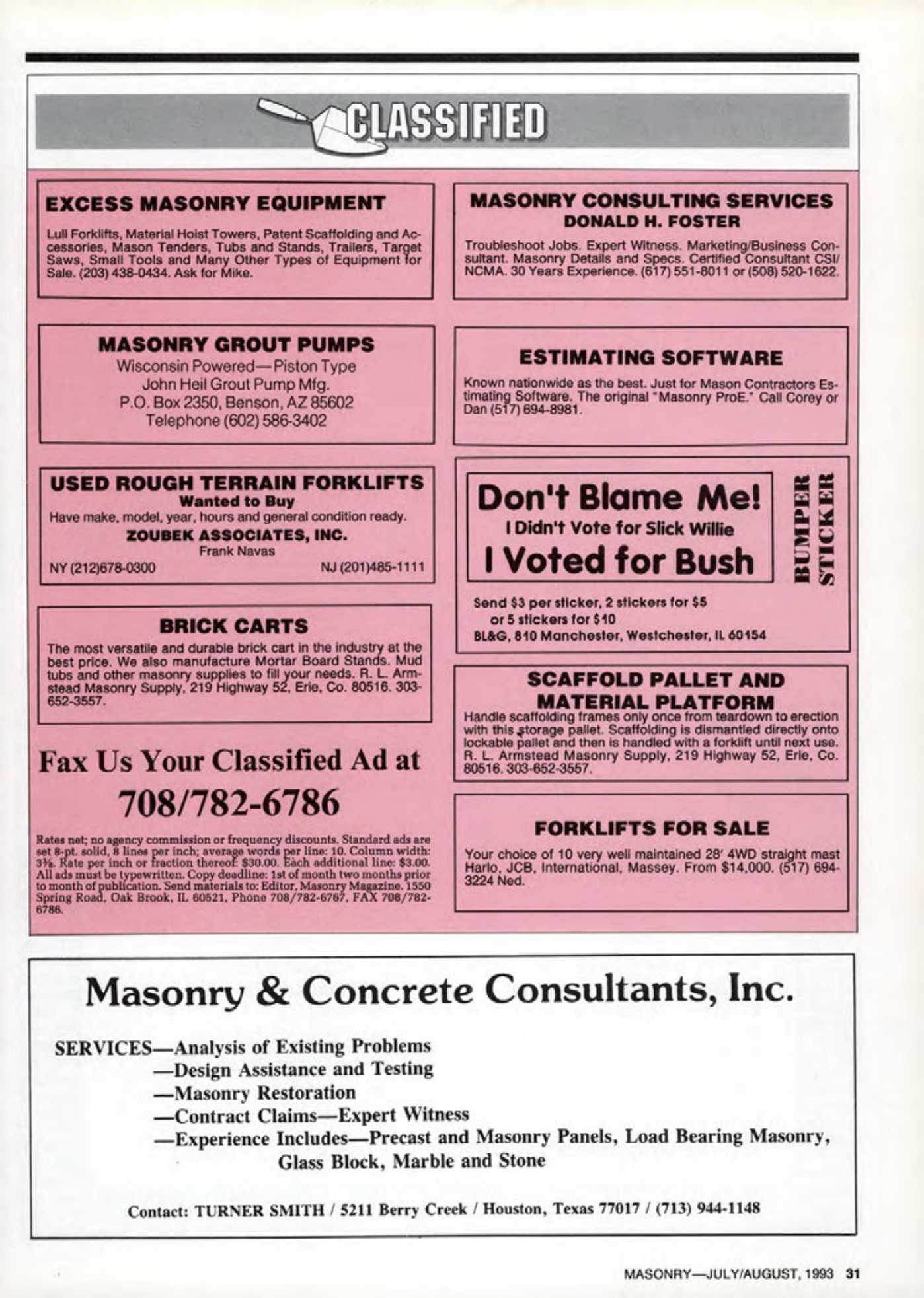 Masonry Magazine August 1993 Page. 31