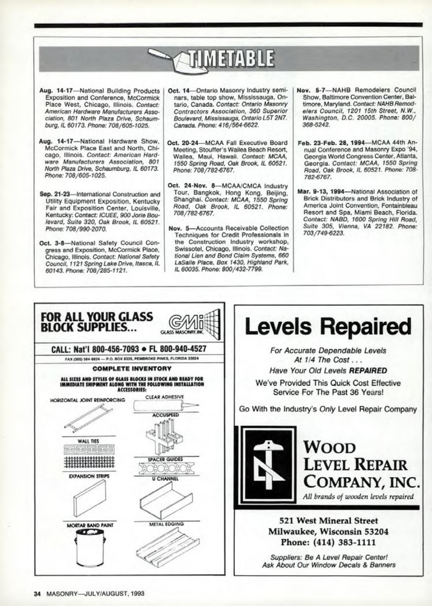Masonry Magazine August 1993 Page. 34
