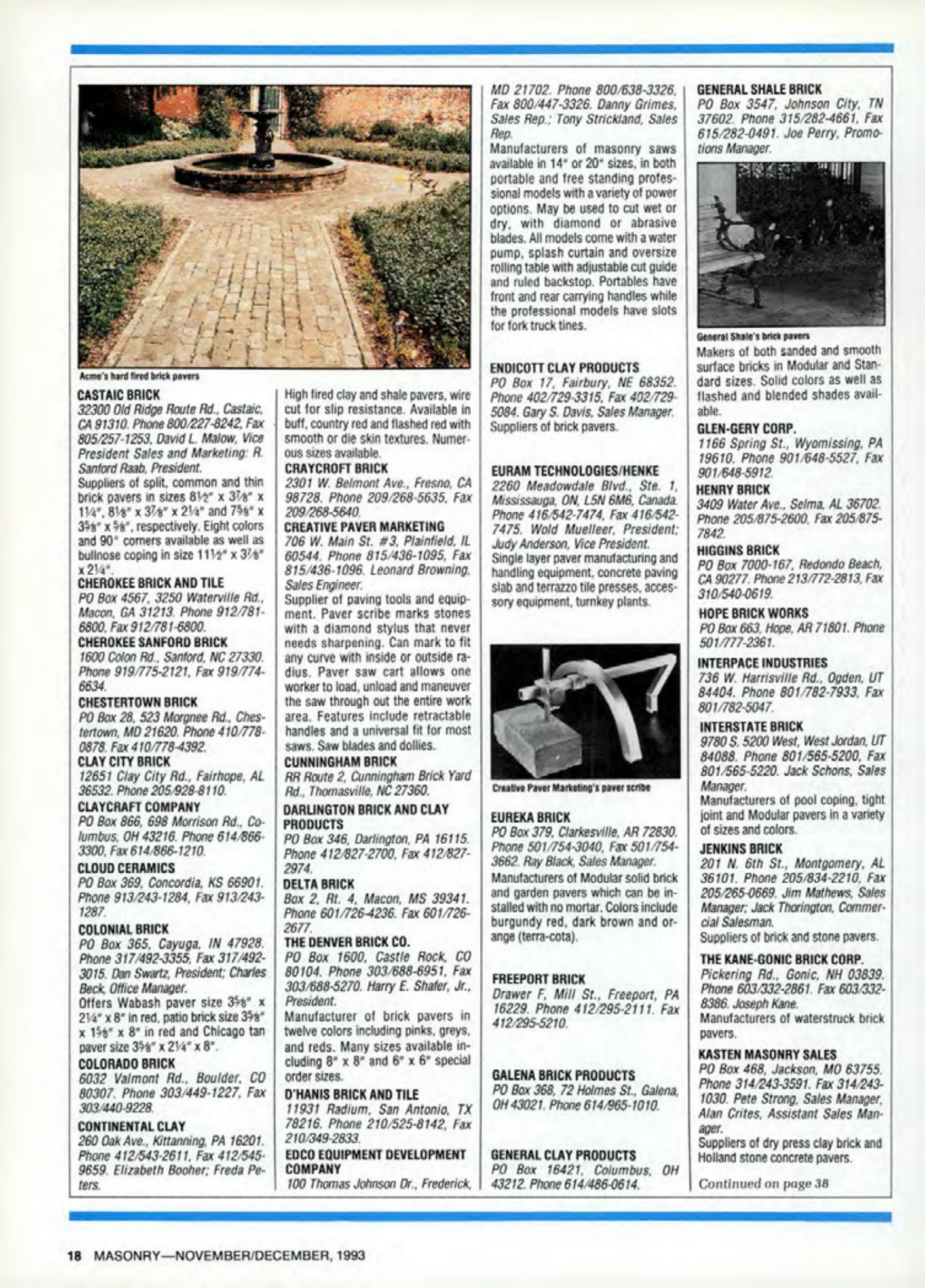 Masonry Magazine December 1993 Page. 18
