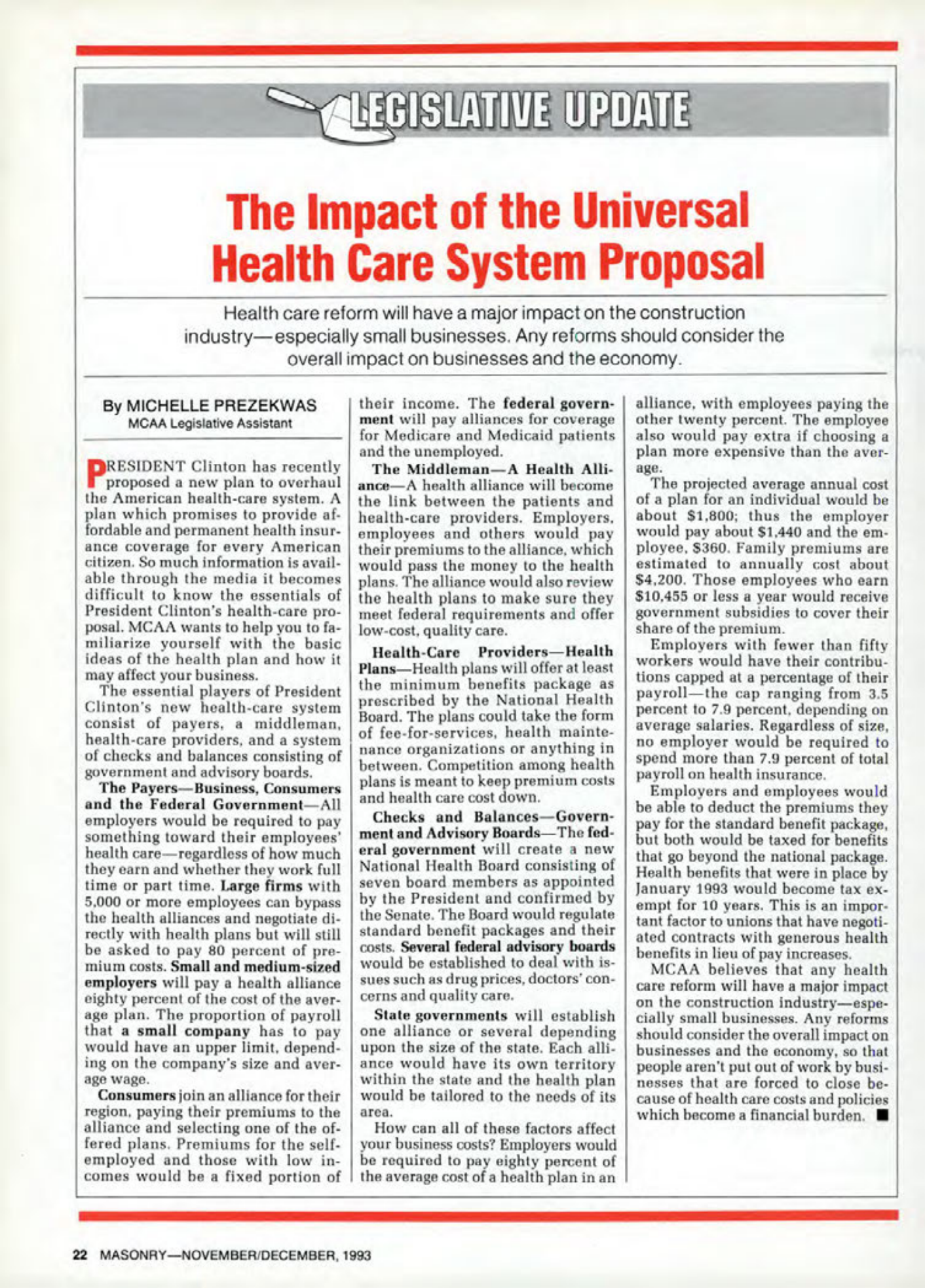 Masonry Magazine December 1993 Page. 22