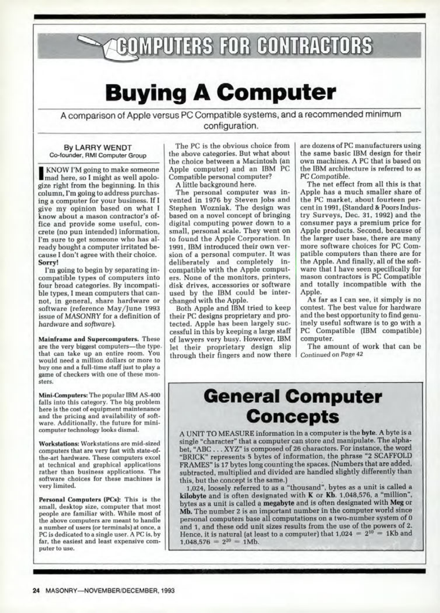 Masonry Magazine December 1993 Page. 24