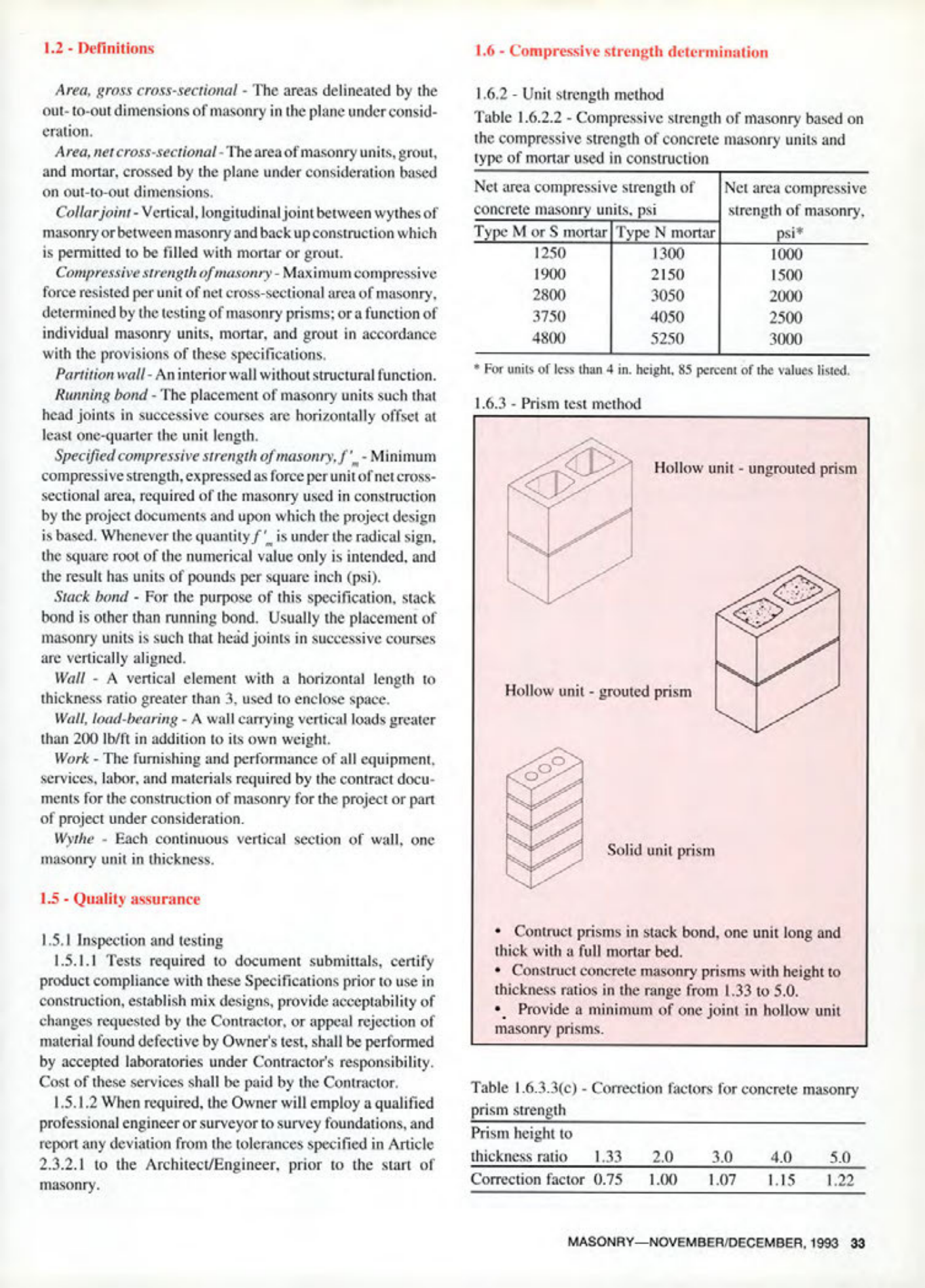 Masonry Magazine December 1993 Page. 33