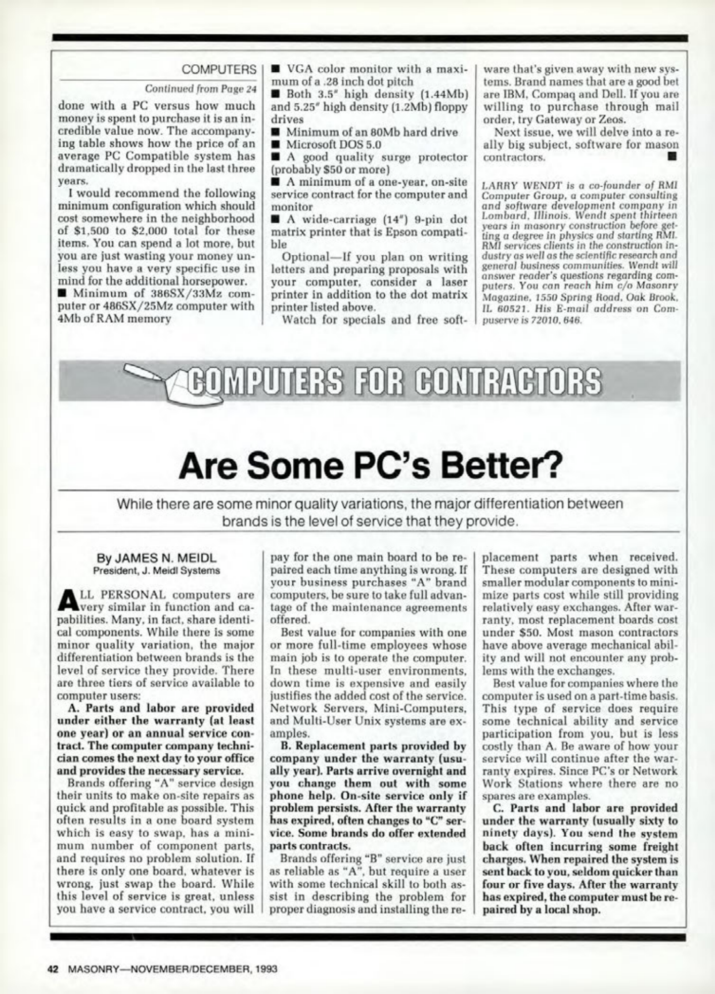 Masonry Magazine December 1993 Page. 42