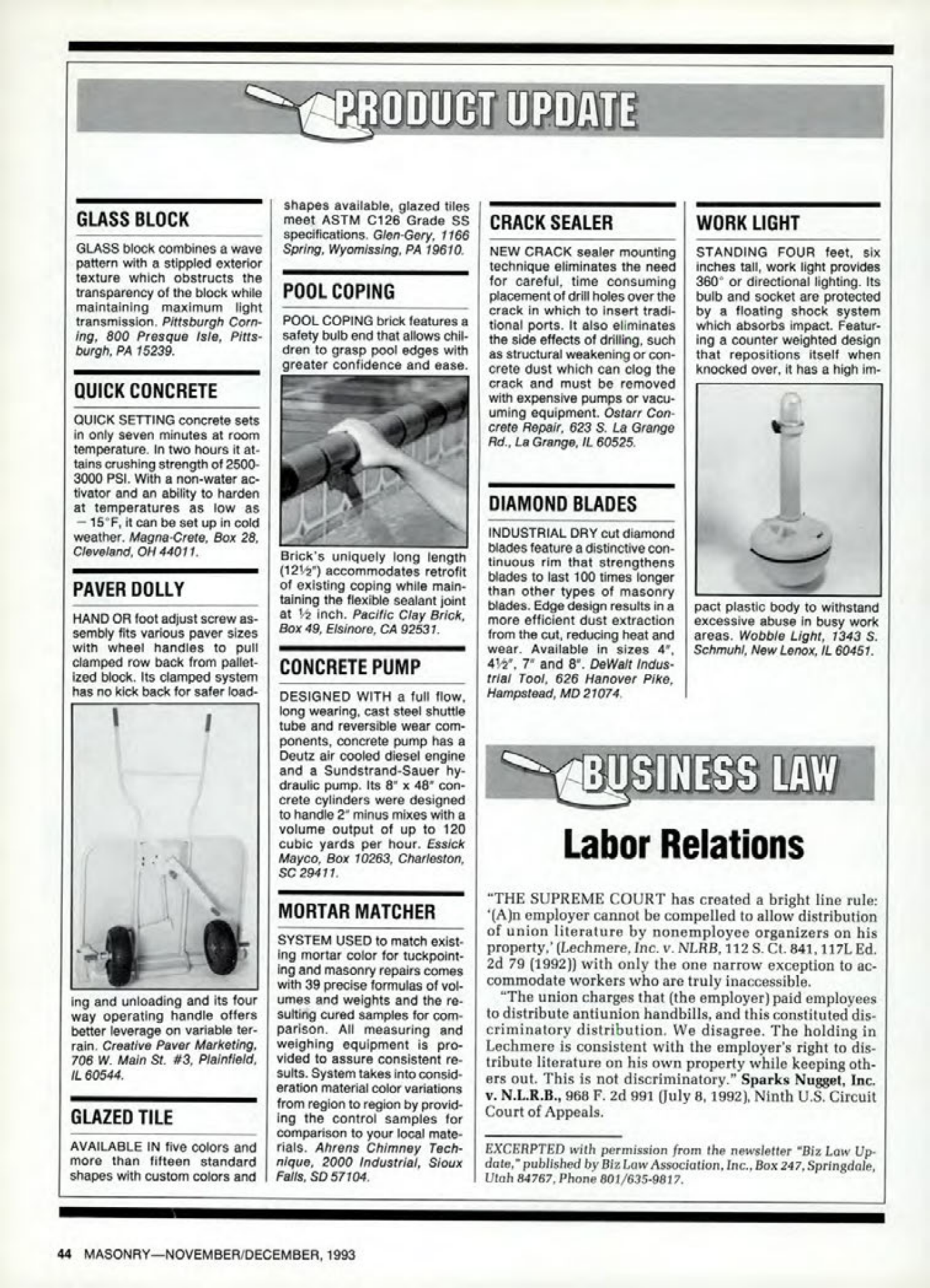 Masonry Magazine December 1993 Page. 44