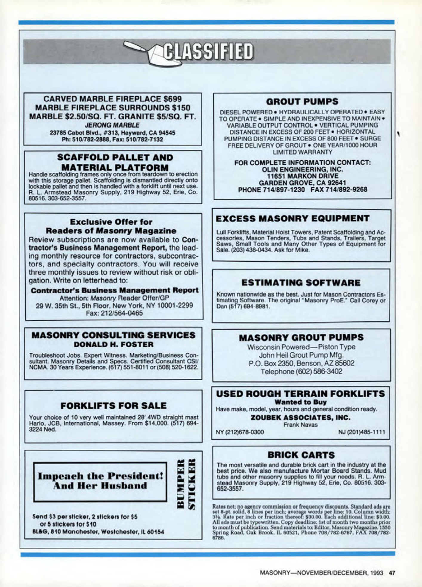 Masonry Magazine December 1993 Page. 47