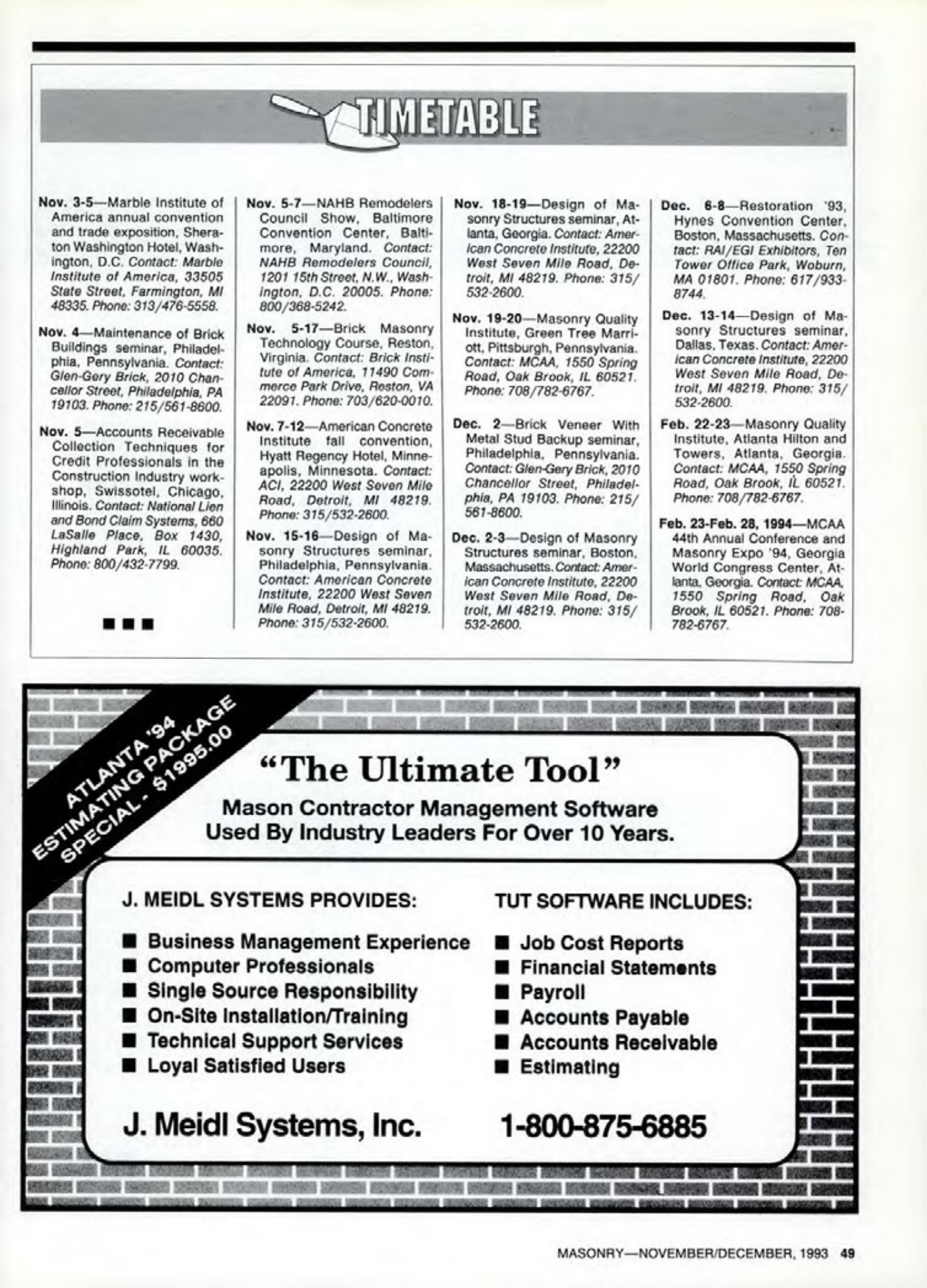 Masonry Magazine December 1993 Page. 49