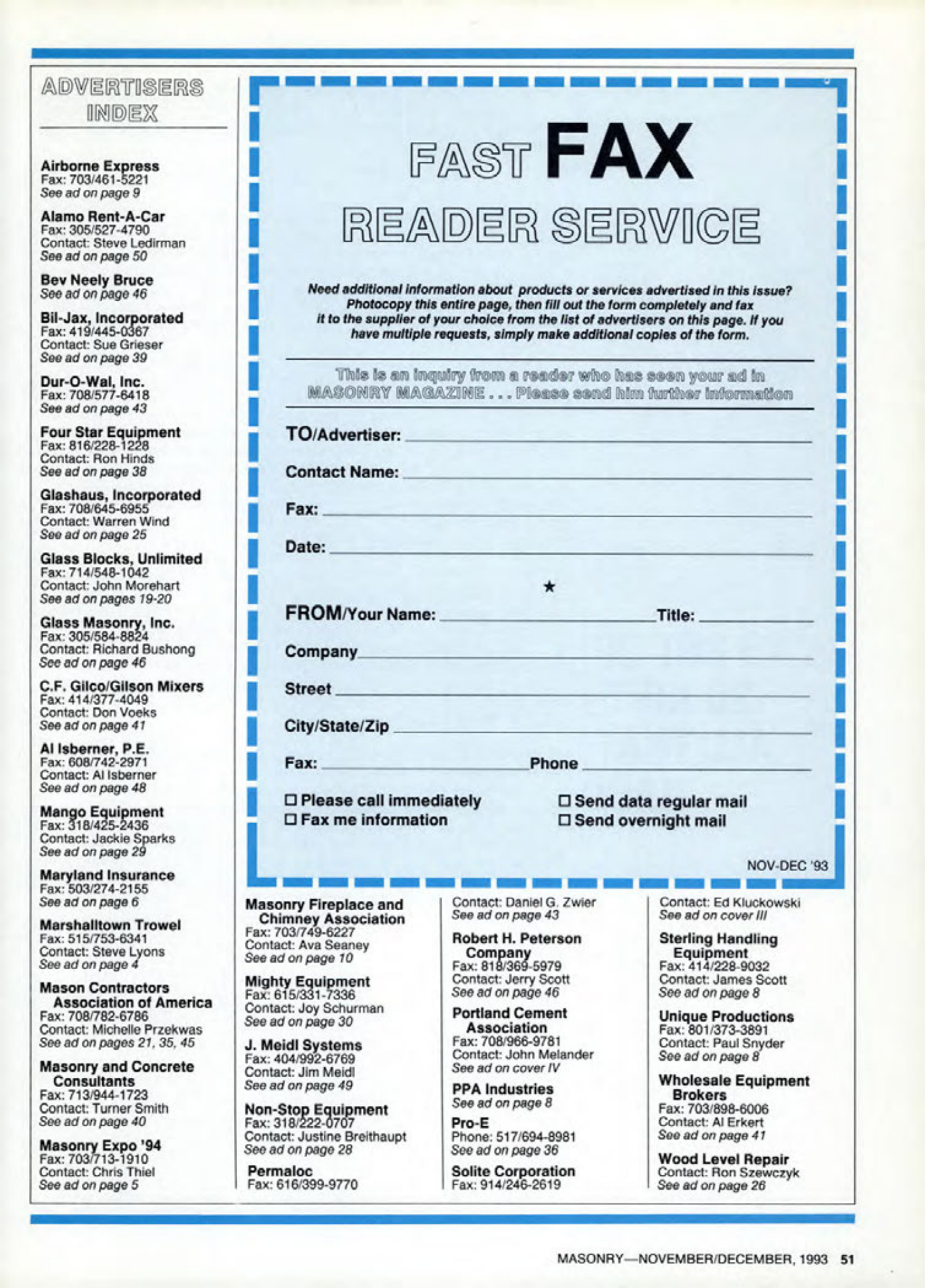 Masonry Magazine December 1993 Page. 51