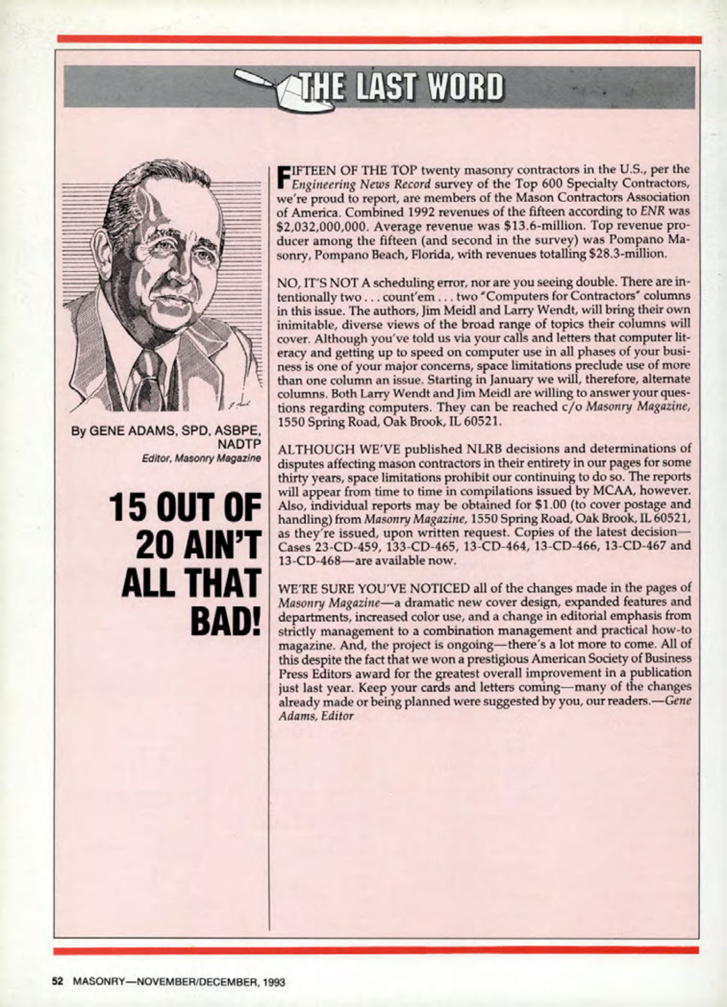 Masonry Magazine December 1993 Page. 52