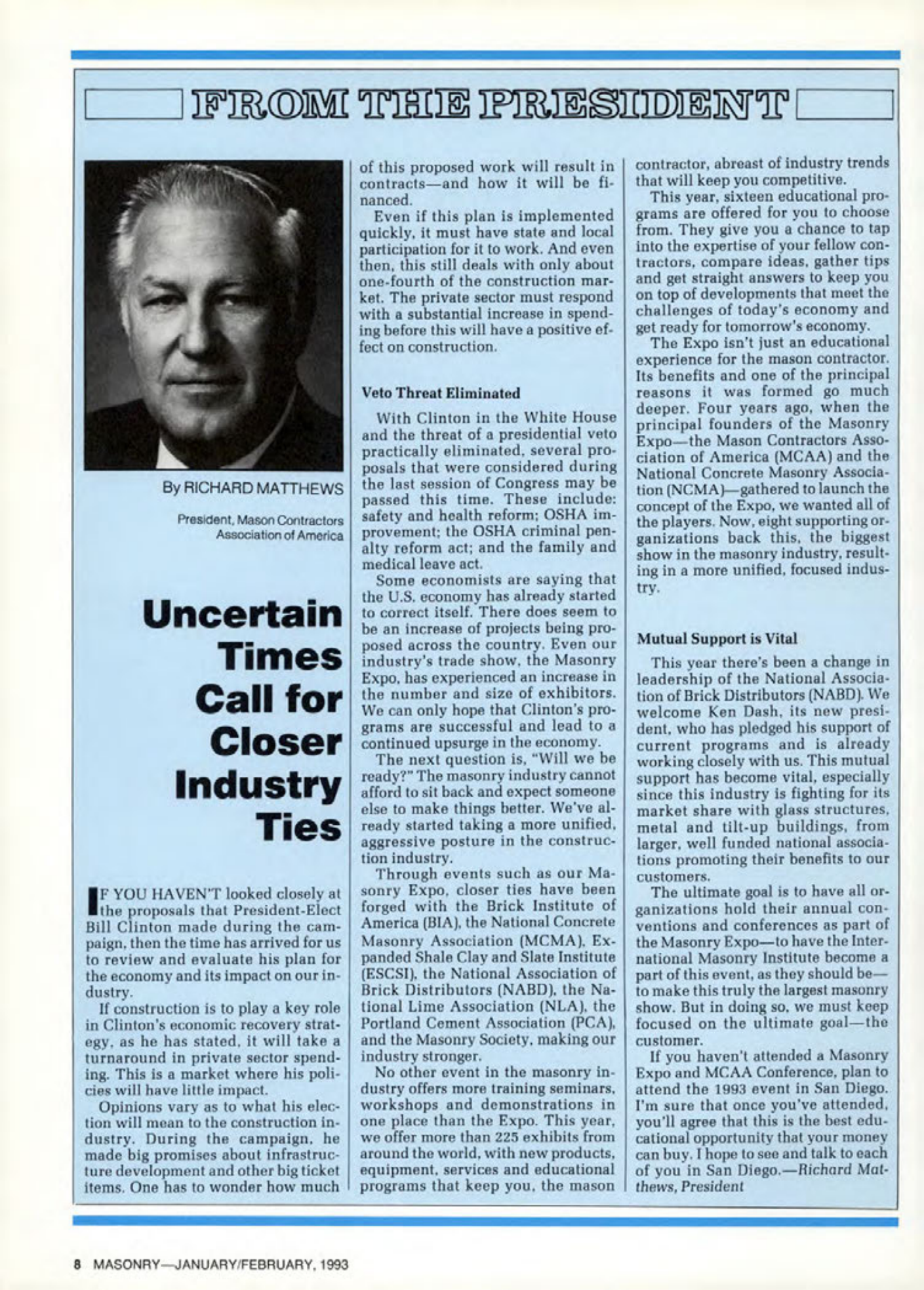 Masonry Magazine February 1993 Page. 8