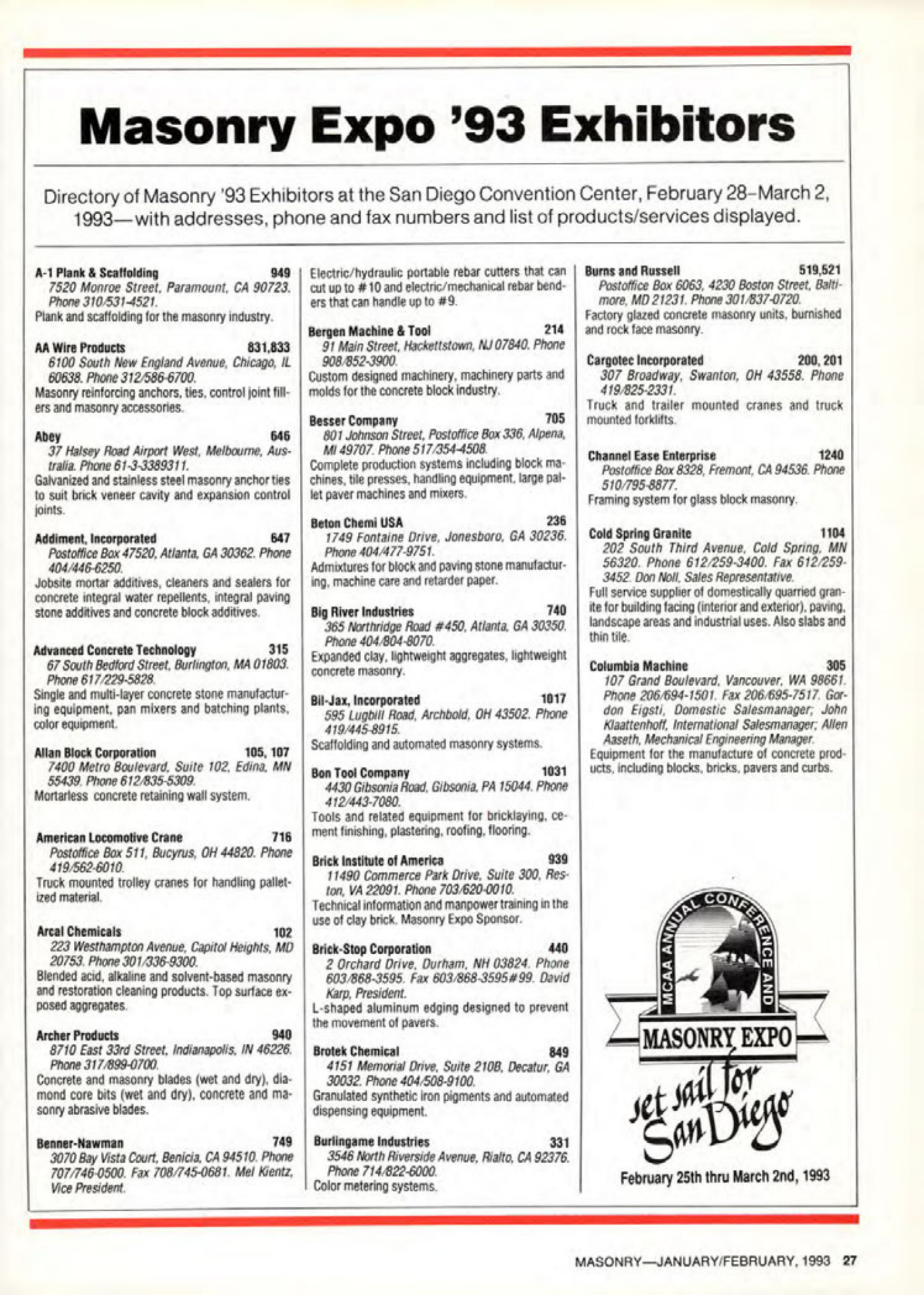 Masonry Magazine February 1993 Page. 27