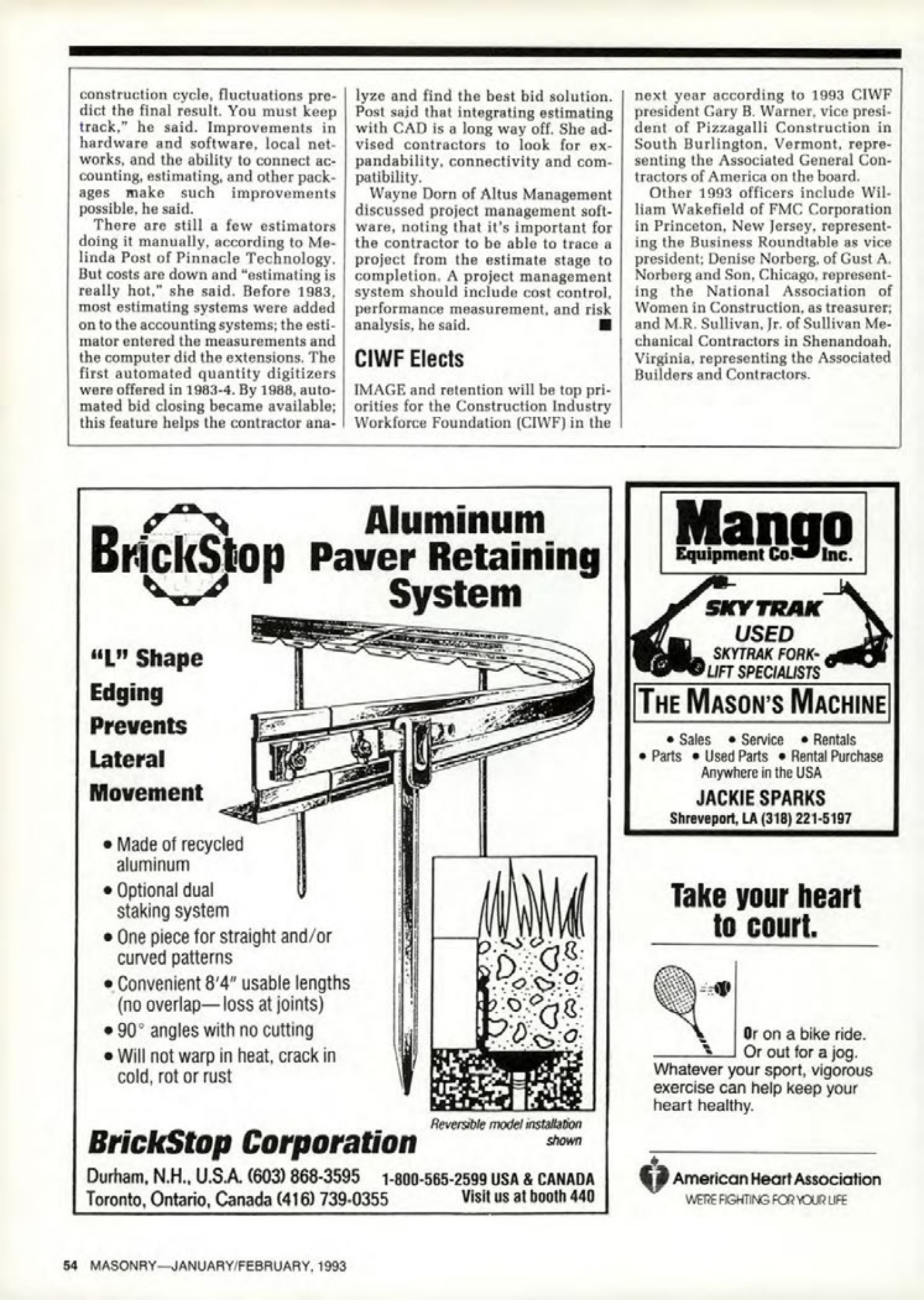 Masonry Magazine February 1993 Page. 54