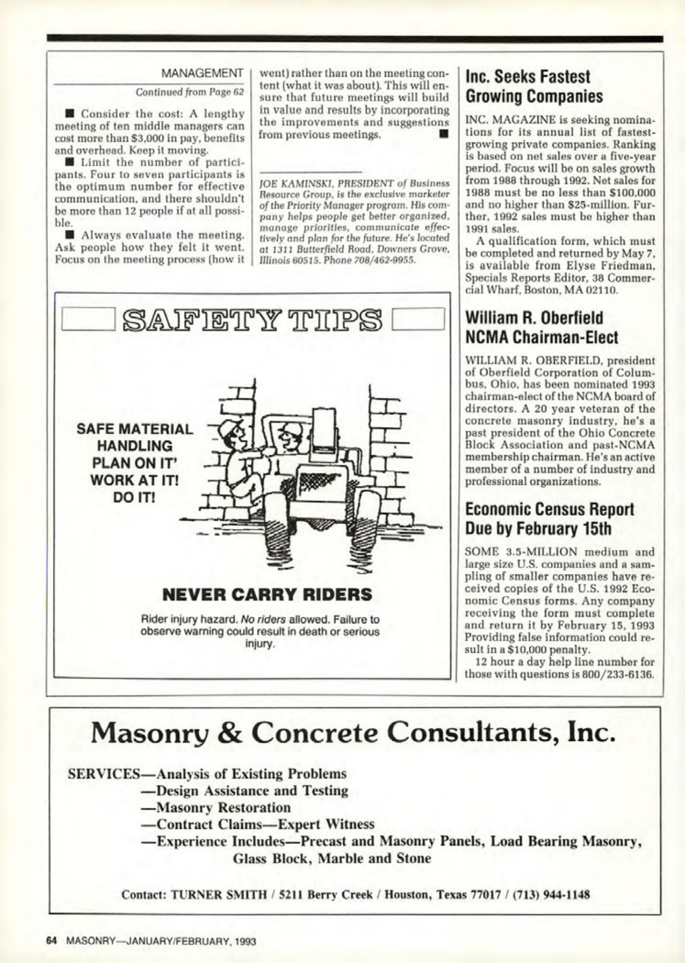 Masonry Magazine February 1993 Page. 64