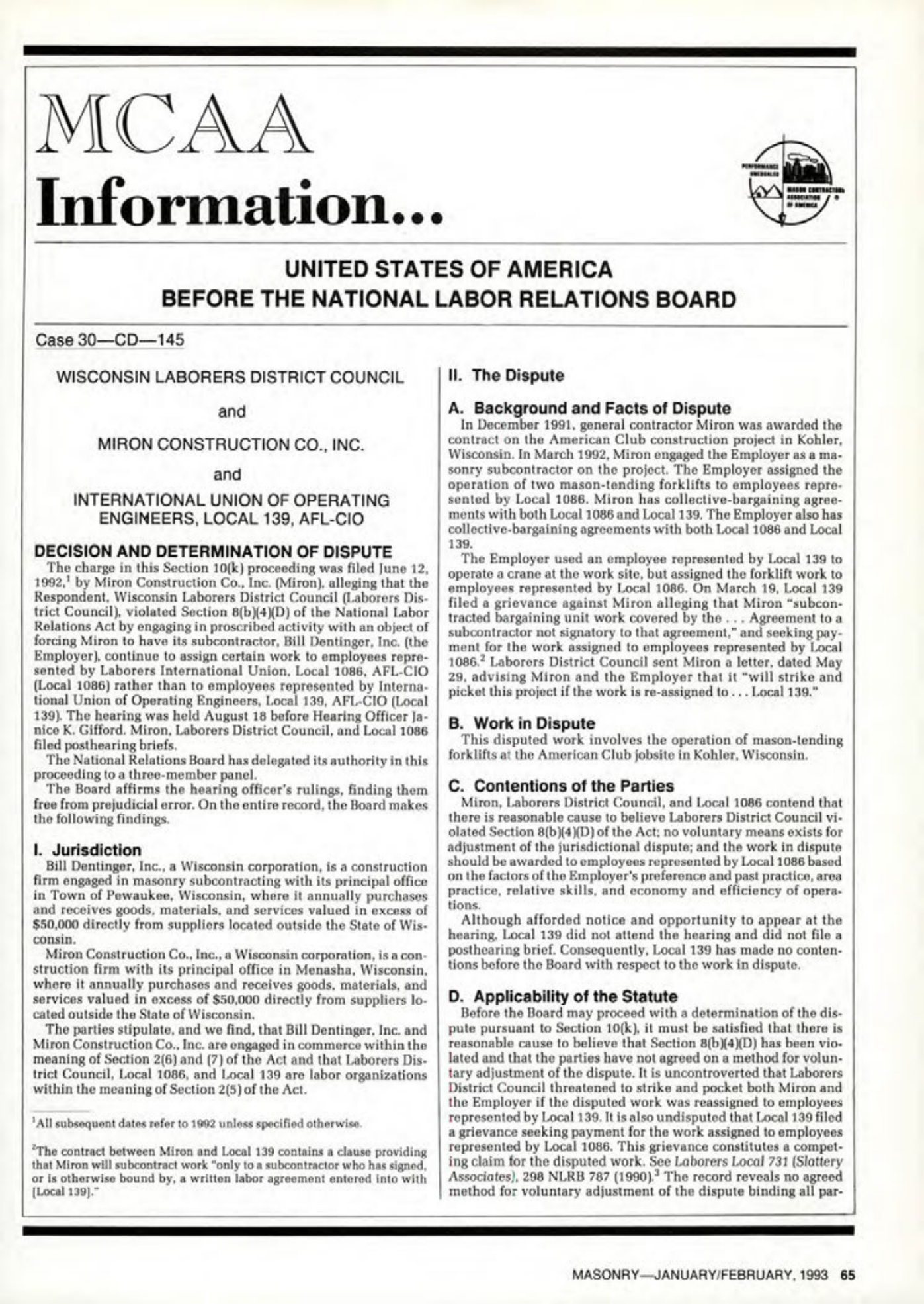 Masonry Magazine February 1993 Page. 65