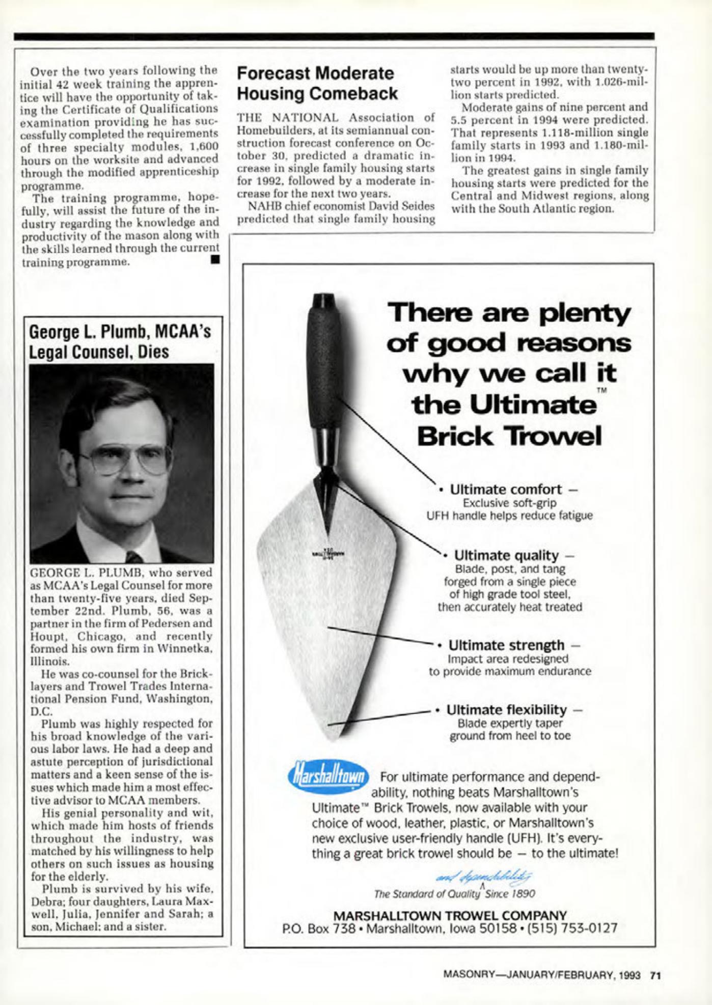 Masonry Magazine February 1993 Page. 71