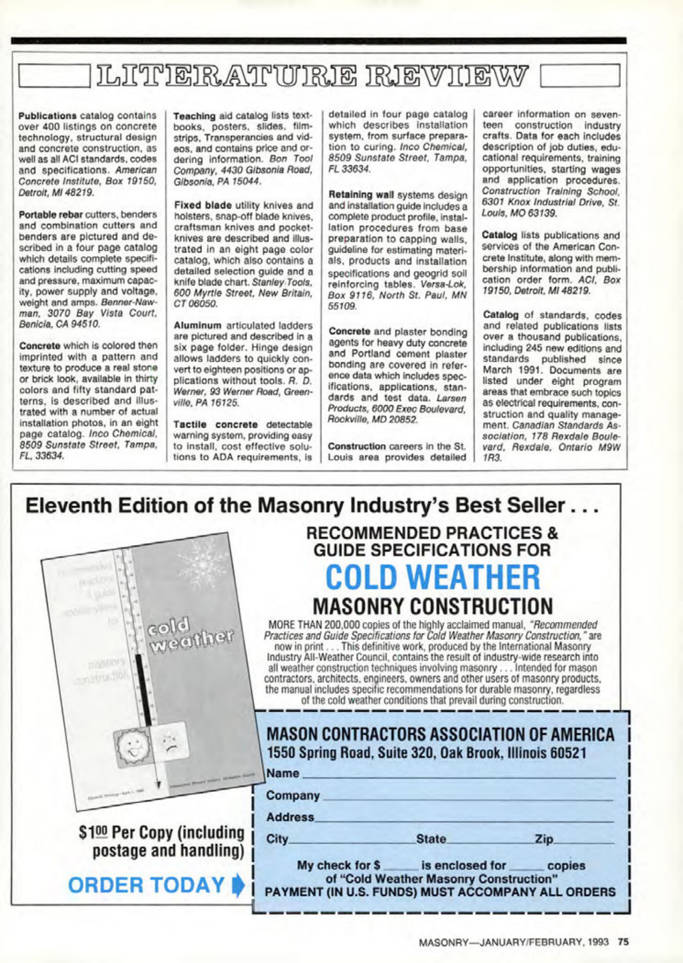 Masonry Magazine February 1993 Page. 75